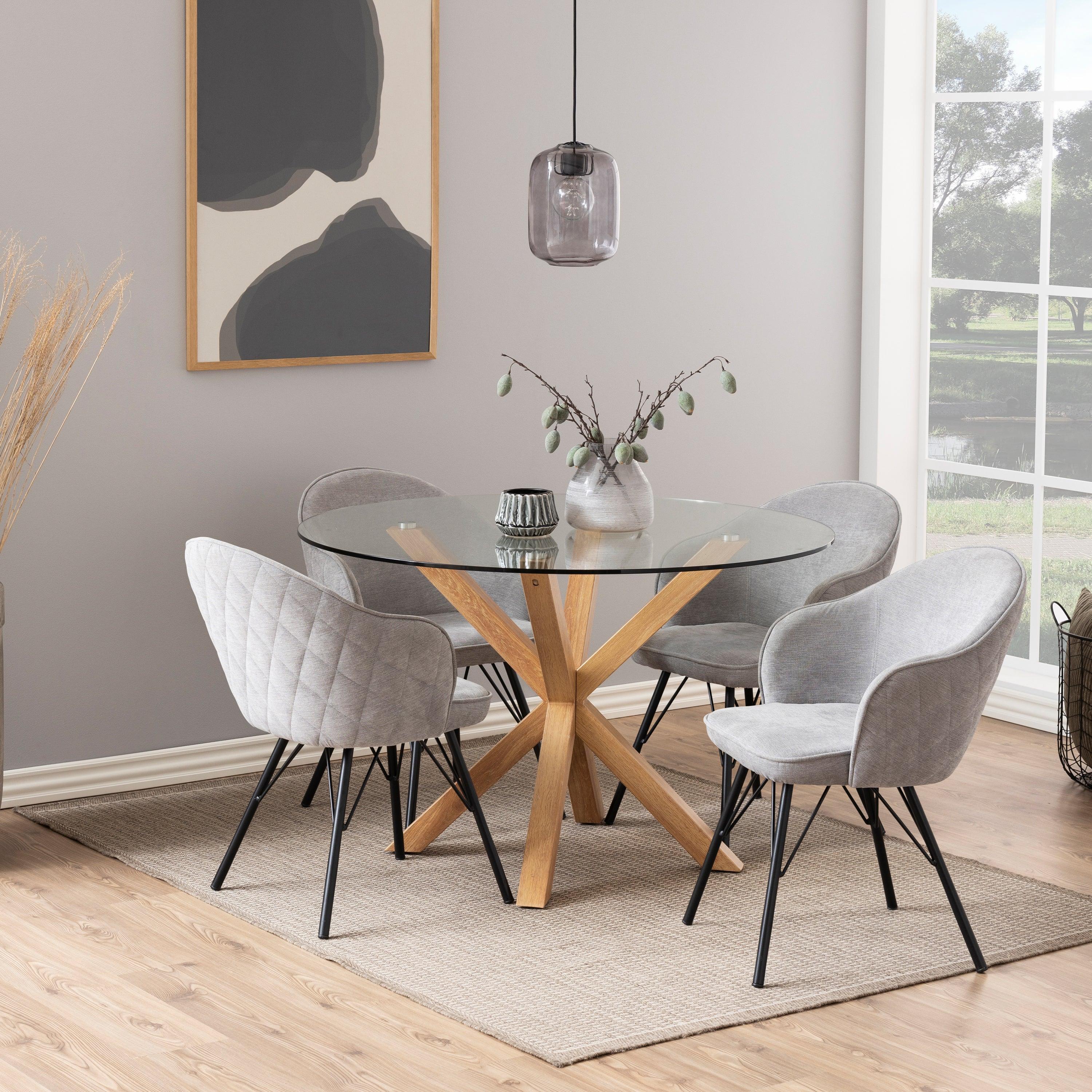 Halo Round Dining Table with Oak Legs - YANDZ HOME