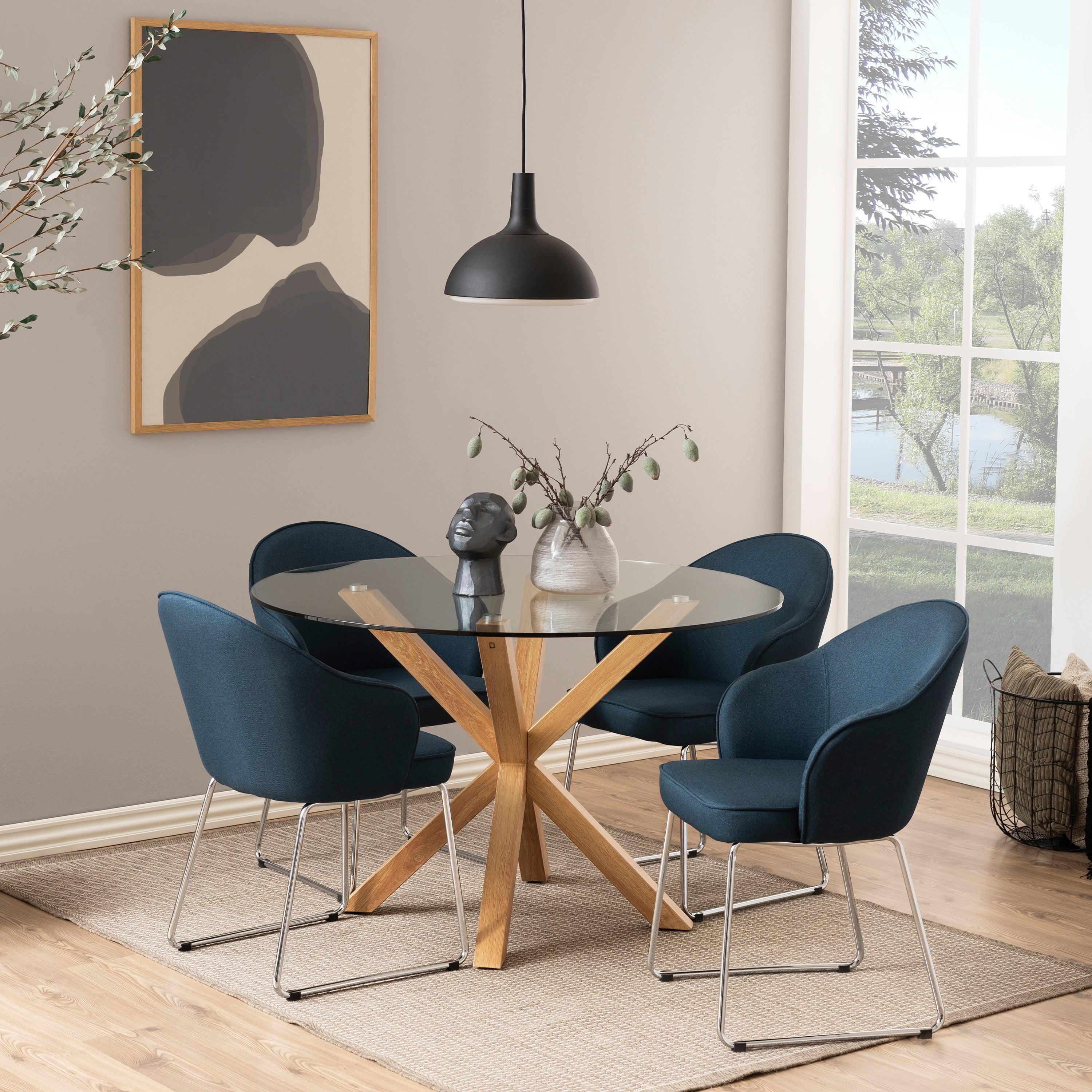 Halo Round Dining Table with Oak Legs - YANDZ HOME