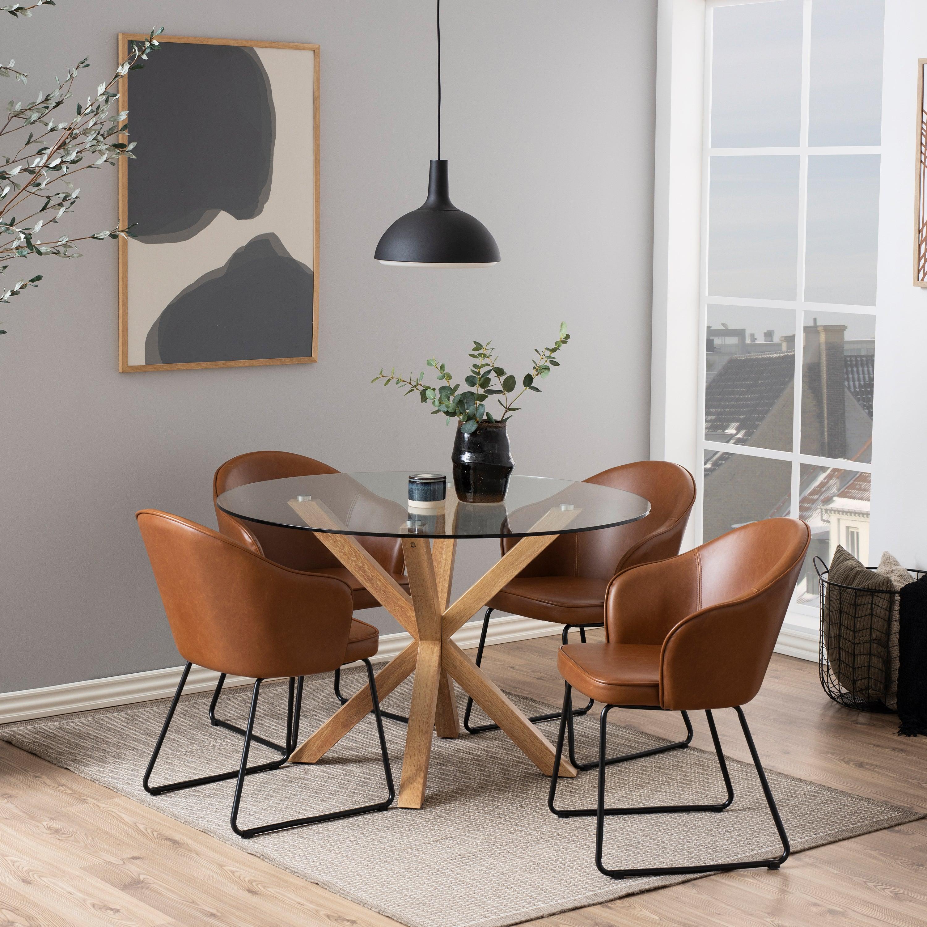 Halo Round Dining Table with Oak Legs - YANDZ HOME