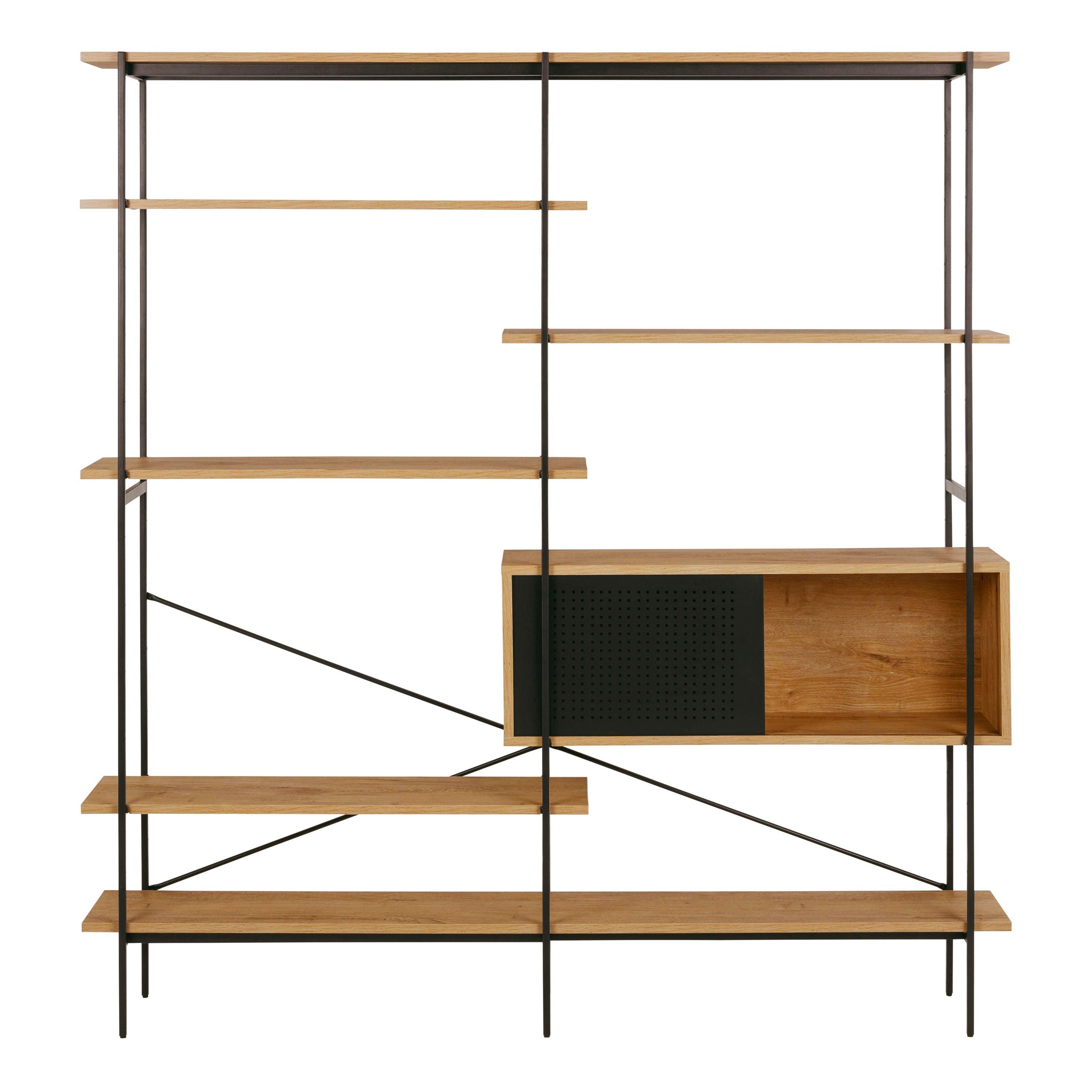 Ansel Bookcase with 1 Sliding Door and 5 Shelves - YANDZ HOME