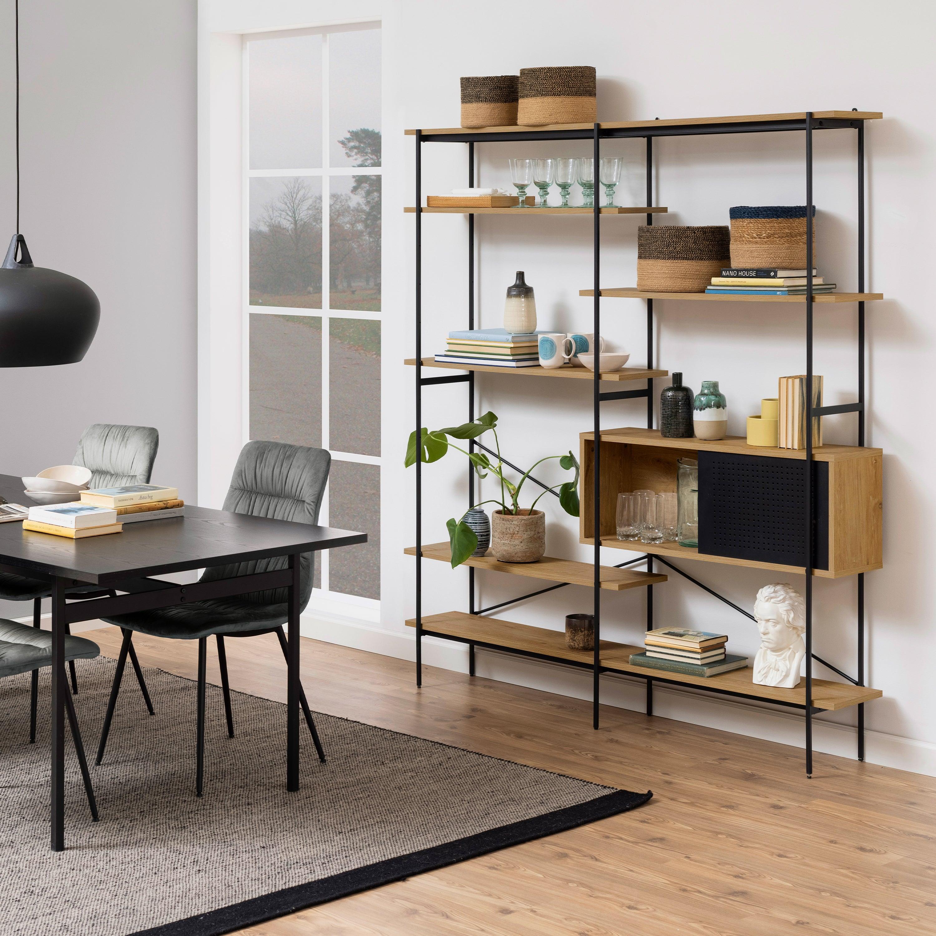 Ansel Bookcase with 1 Sliding Door and 5 Shelves - YANDZ HOME