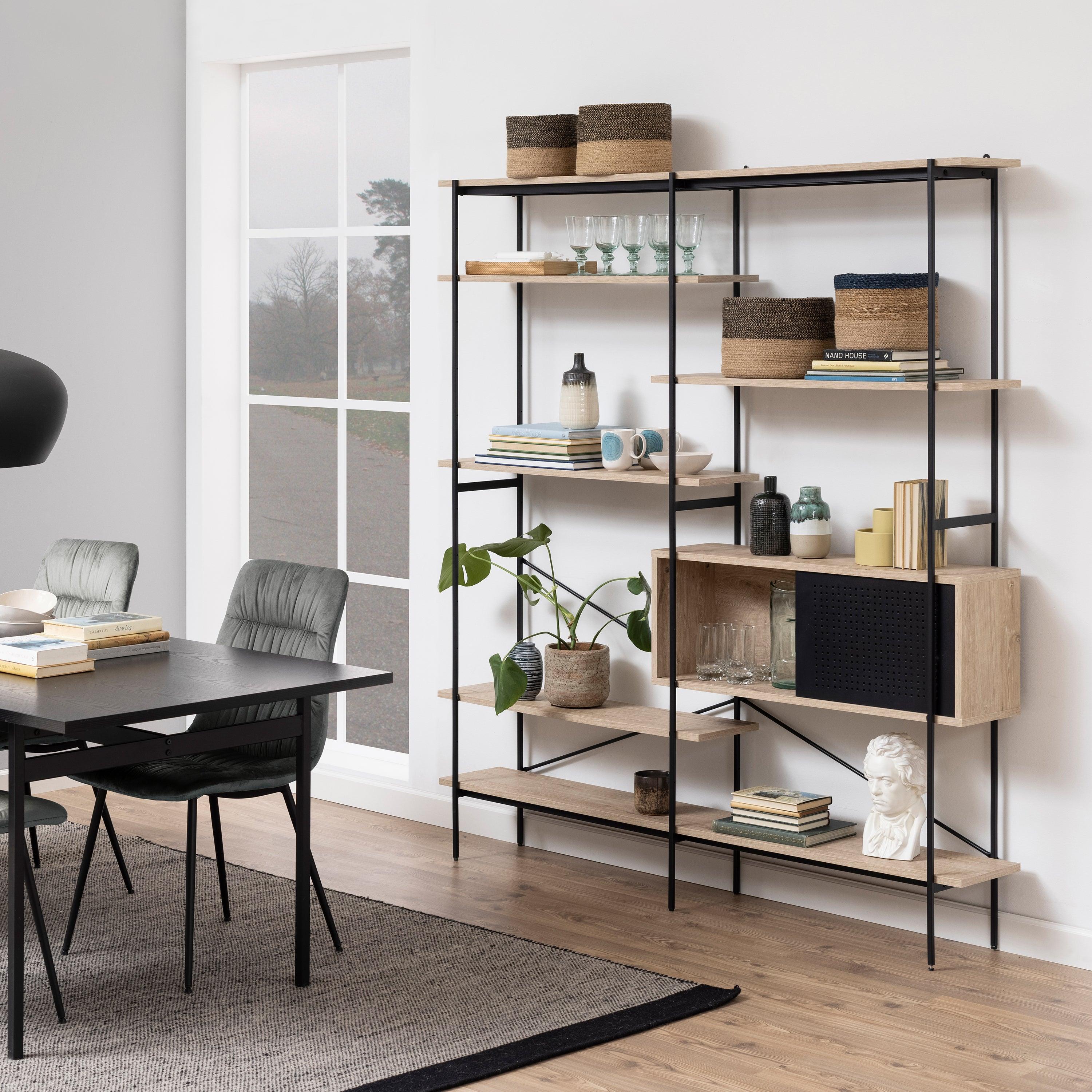 Ansel Bookcase with 1 Sliding Door and 5 Shelves - YANDZ HOME