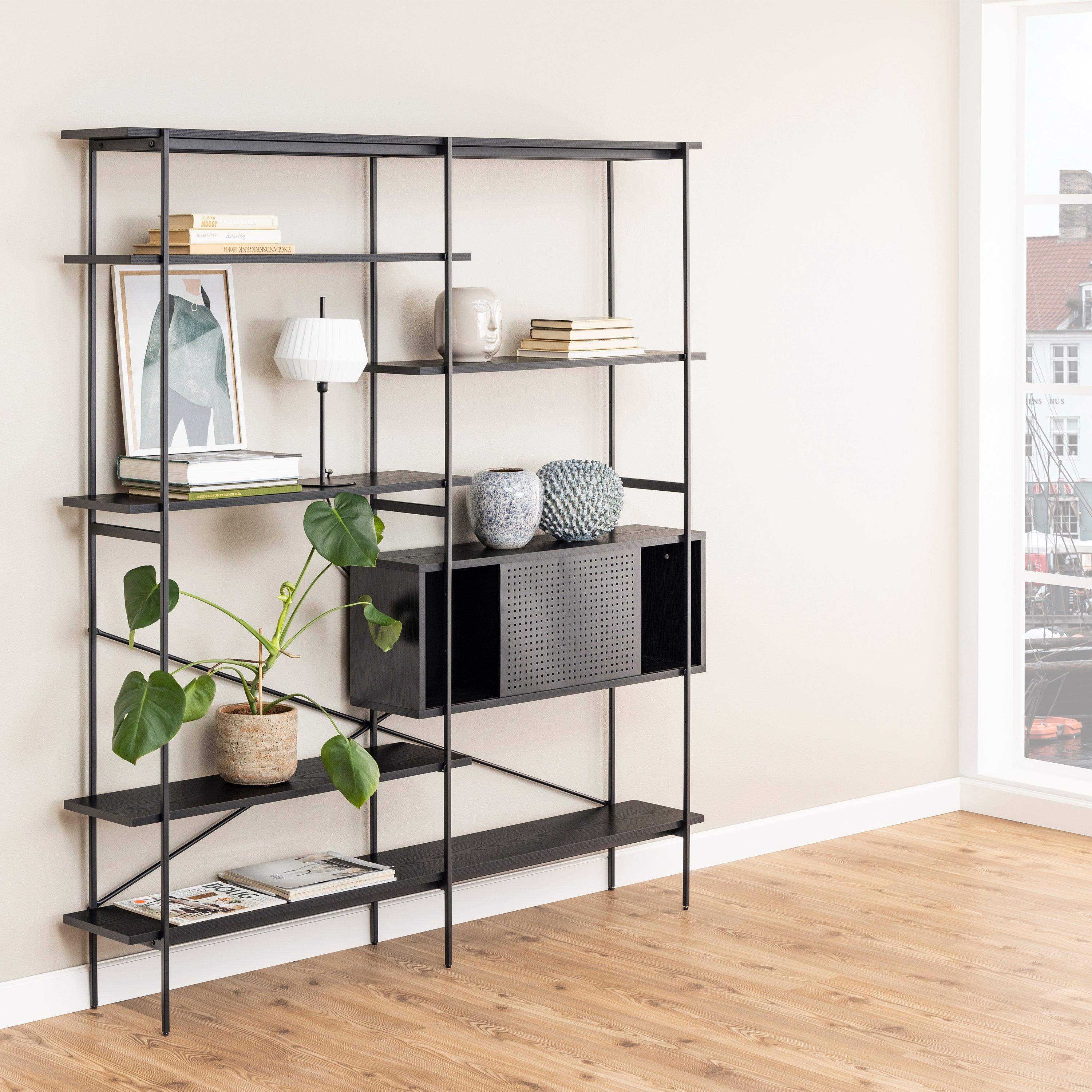 Ansel Bookcase with 1 Sliding Door and 5 Shelves - YANDZ HOME