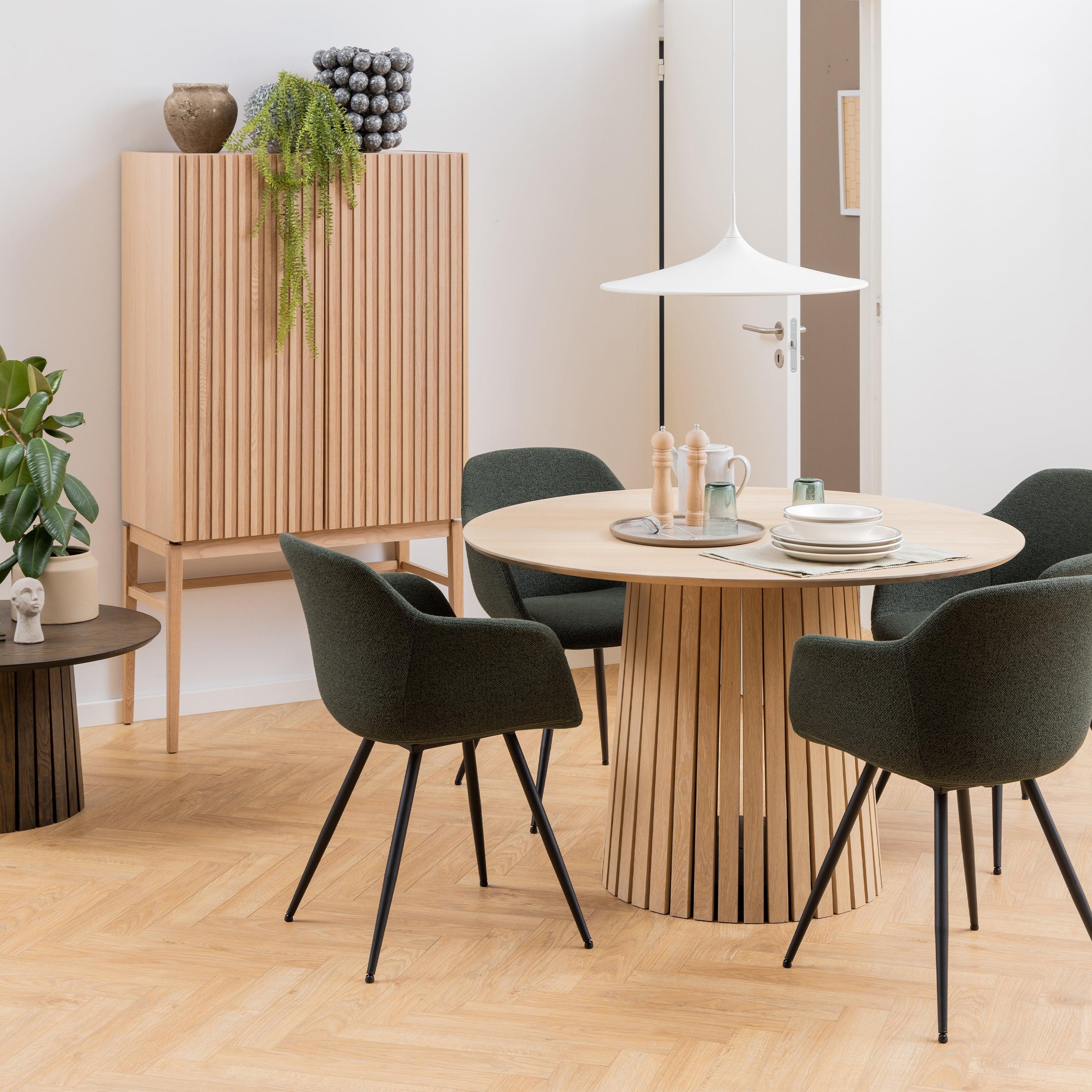 Christina Round Dining Table in Oak - YANDZ HOME