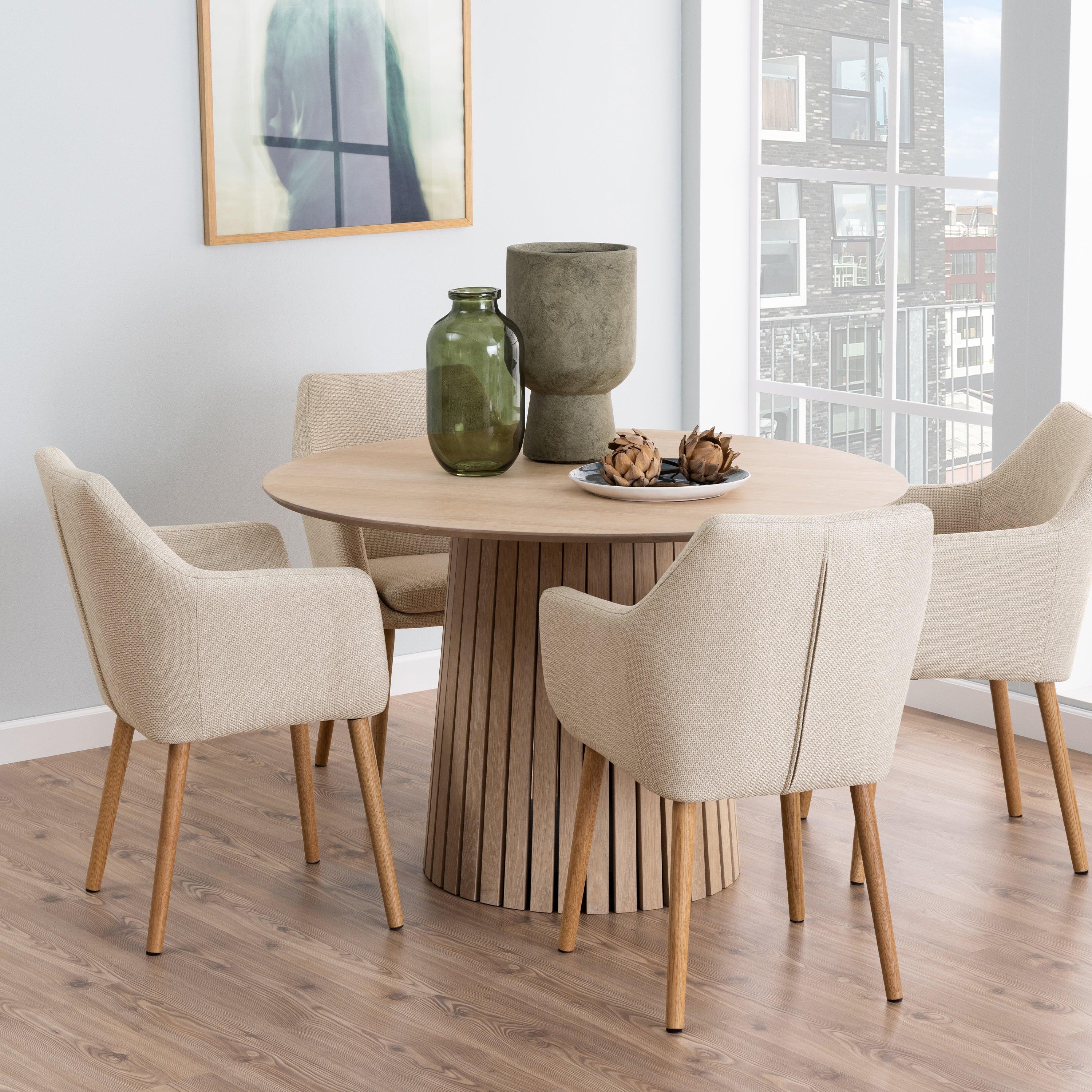 Christina Round Dining Table in Oak - YANDZ HOME