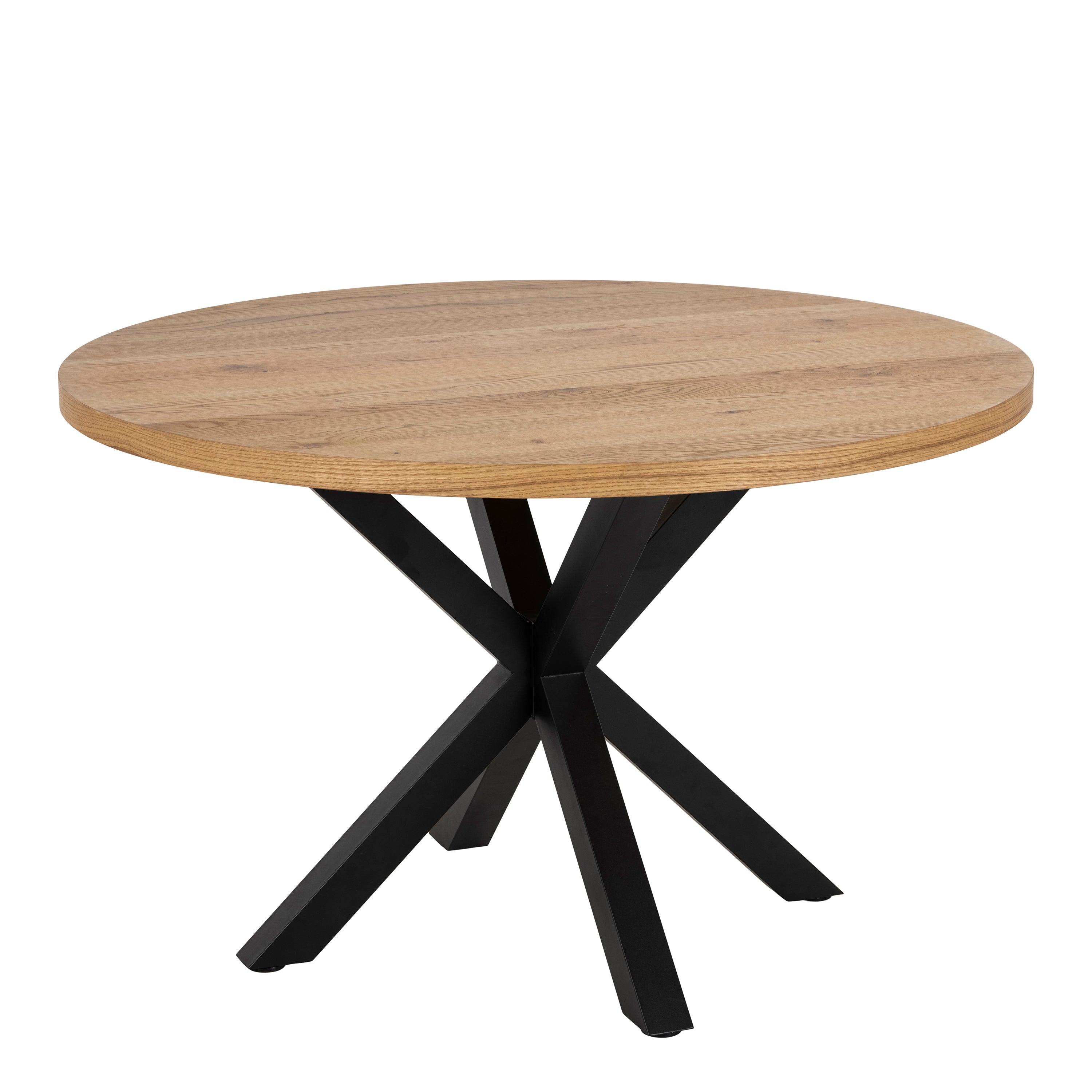 Halo Round Dining Table in Oak & Black - YANDZ HOME