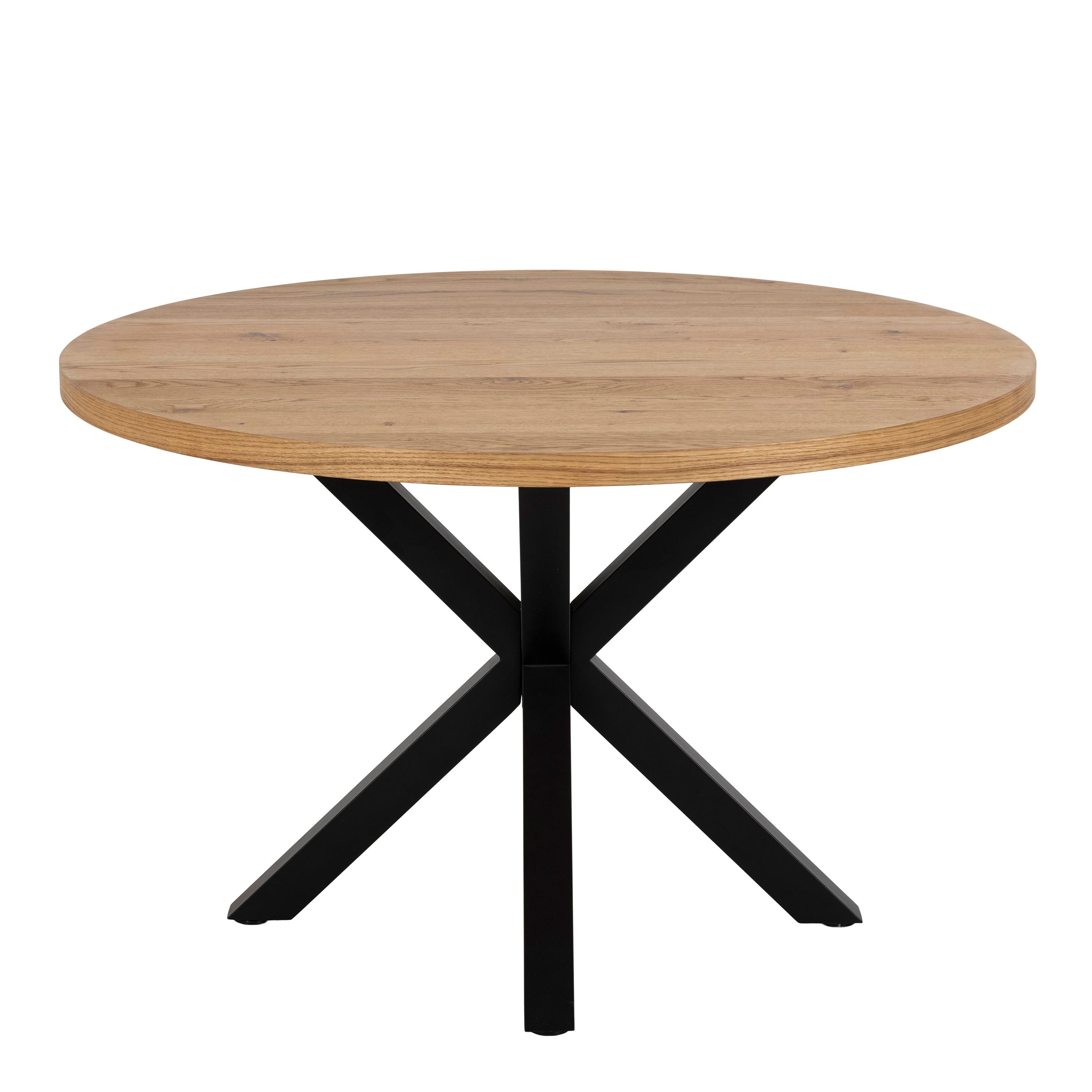 Halo Round Dining Table in Oak & Black - YANDZ HOME