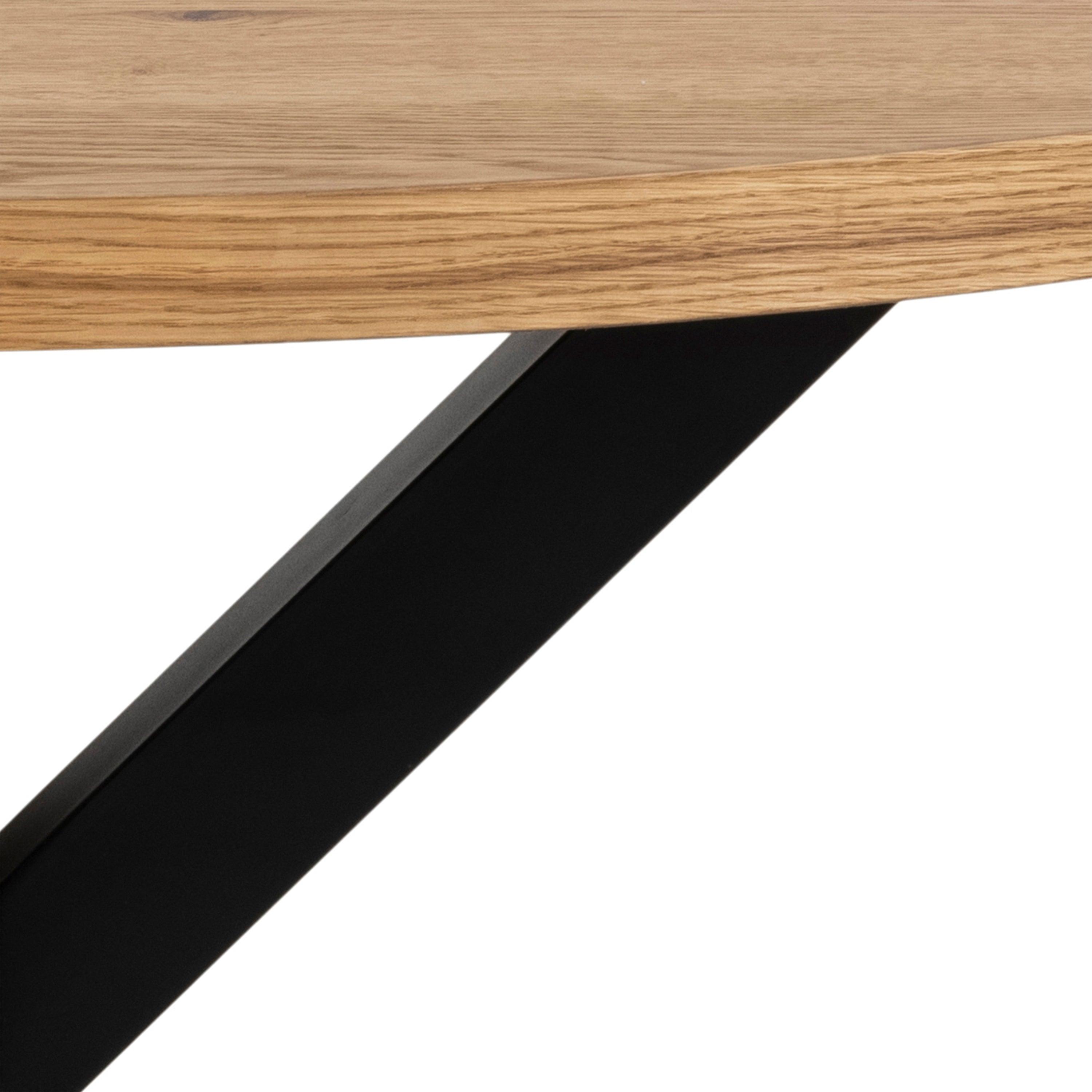 Halo Round Dining Table in Oak & Black - YANDZ HOME