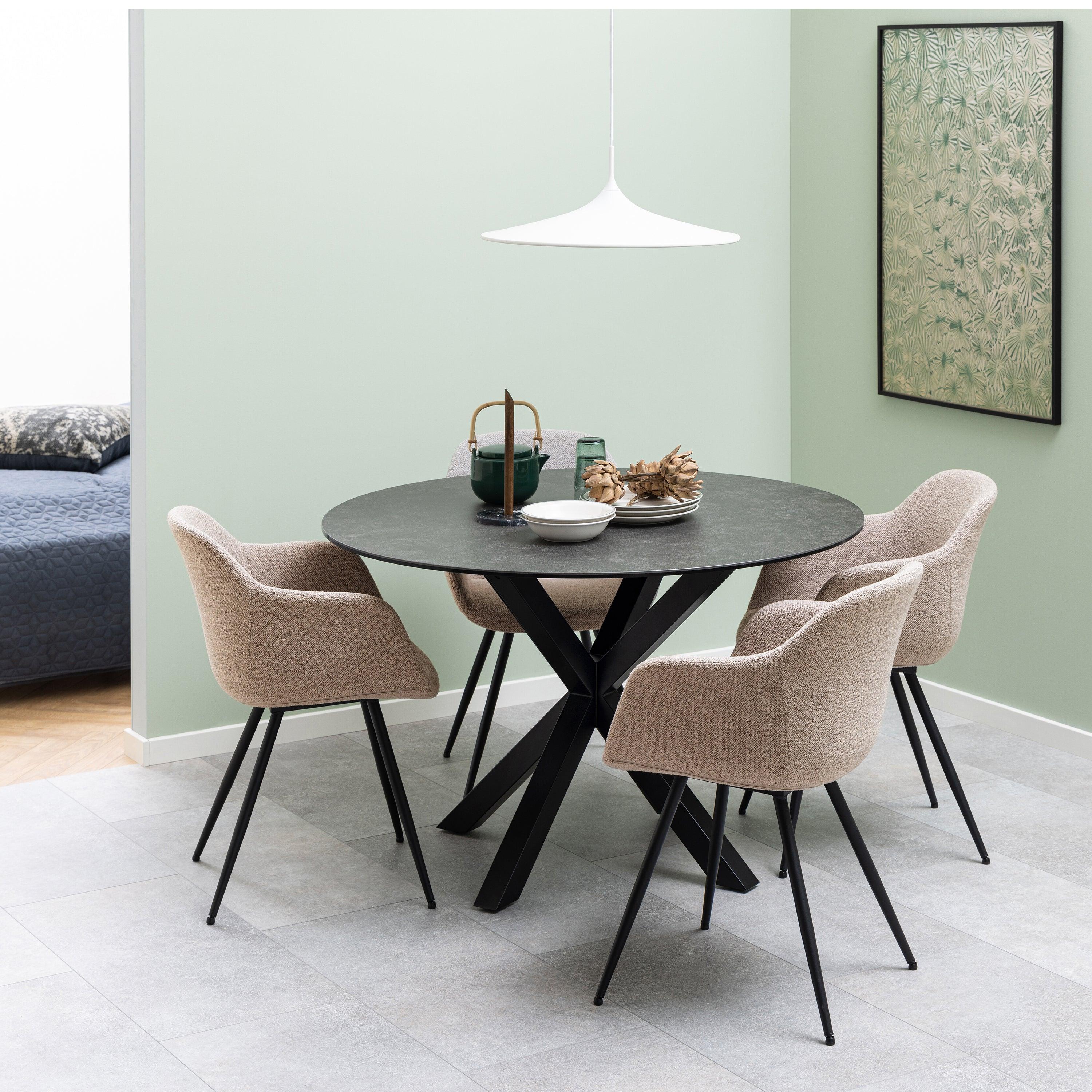 Halo Round Dining Table with Ceramic Top - YANDZ HOME