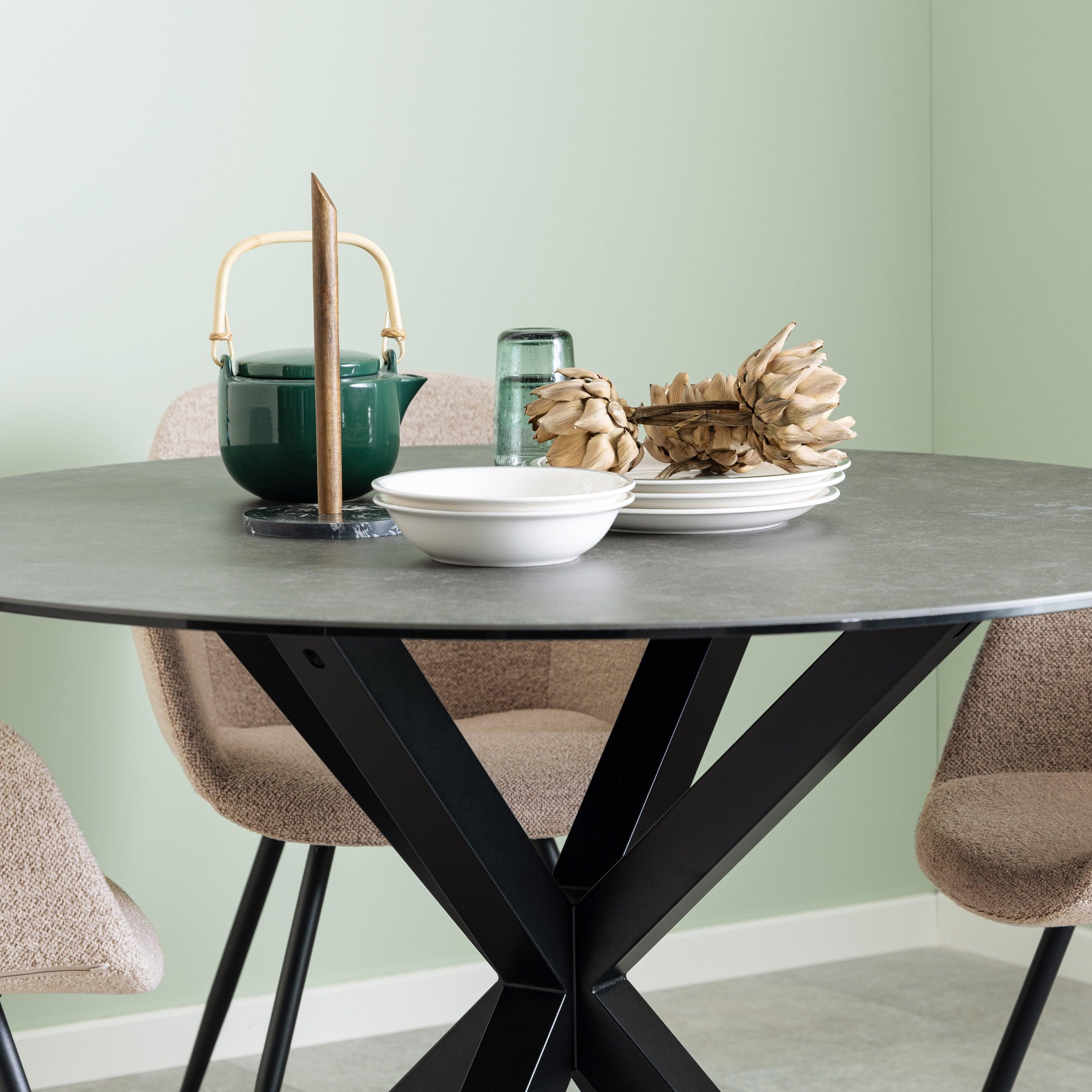 Halo Round Dining Table with Ceramic Top - YANDZ HOME