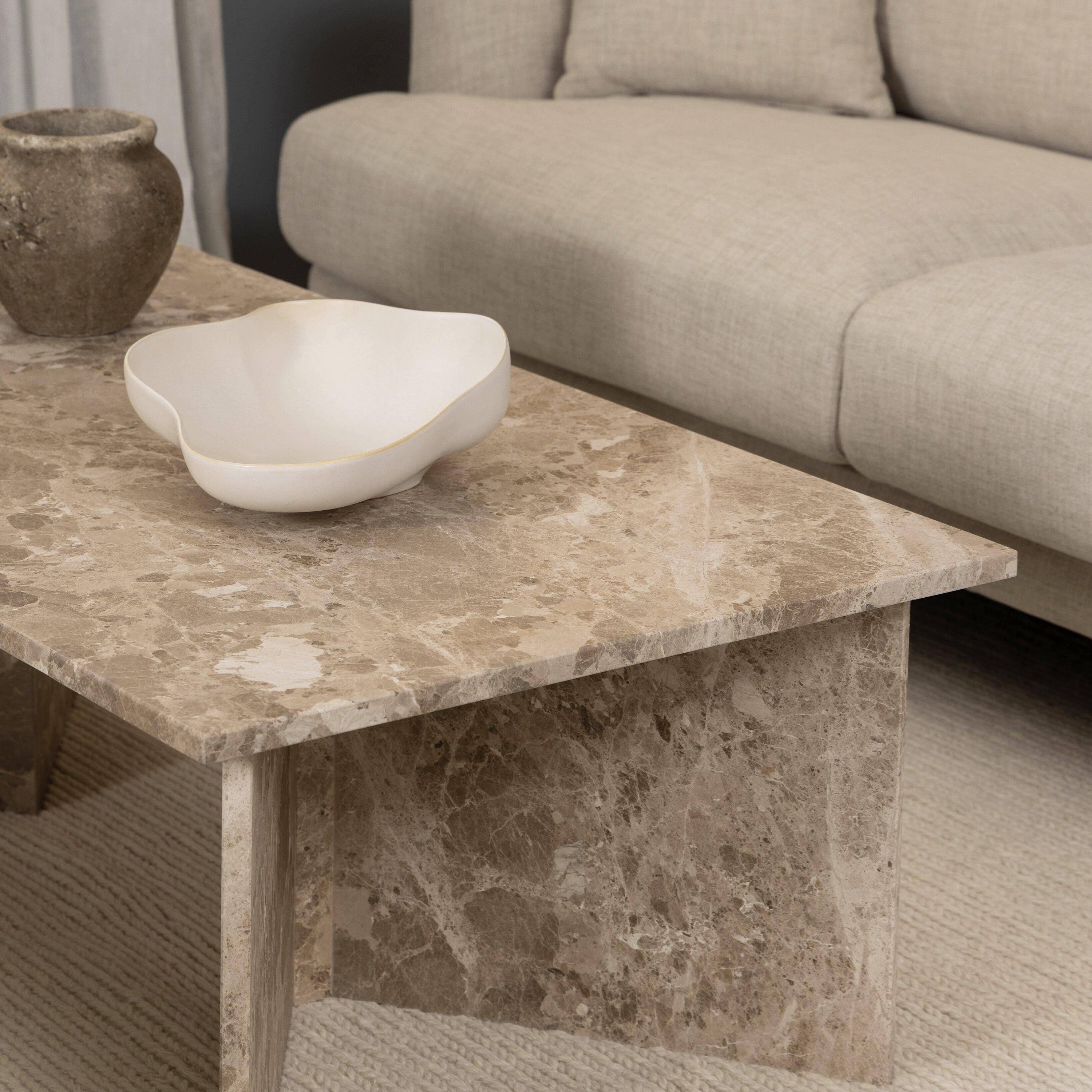 Luna Rectangular Coffee Table With Marble Top (140x70 cm) - YANDZ HOME