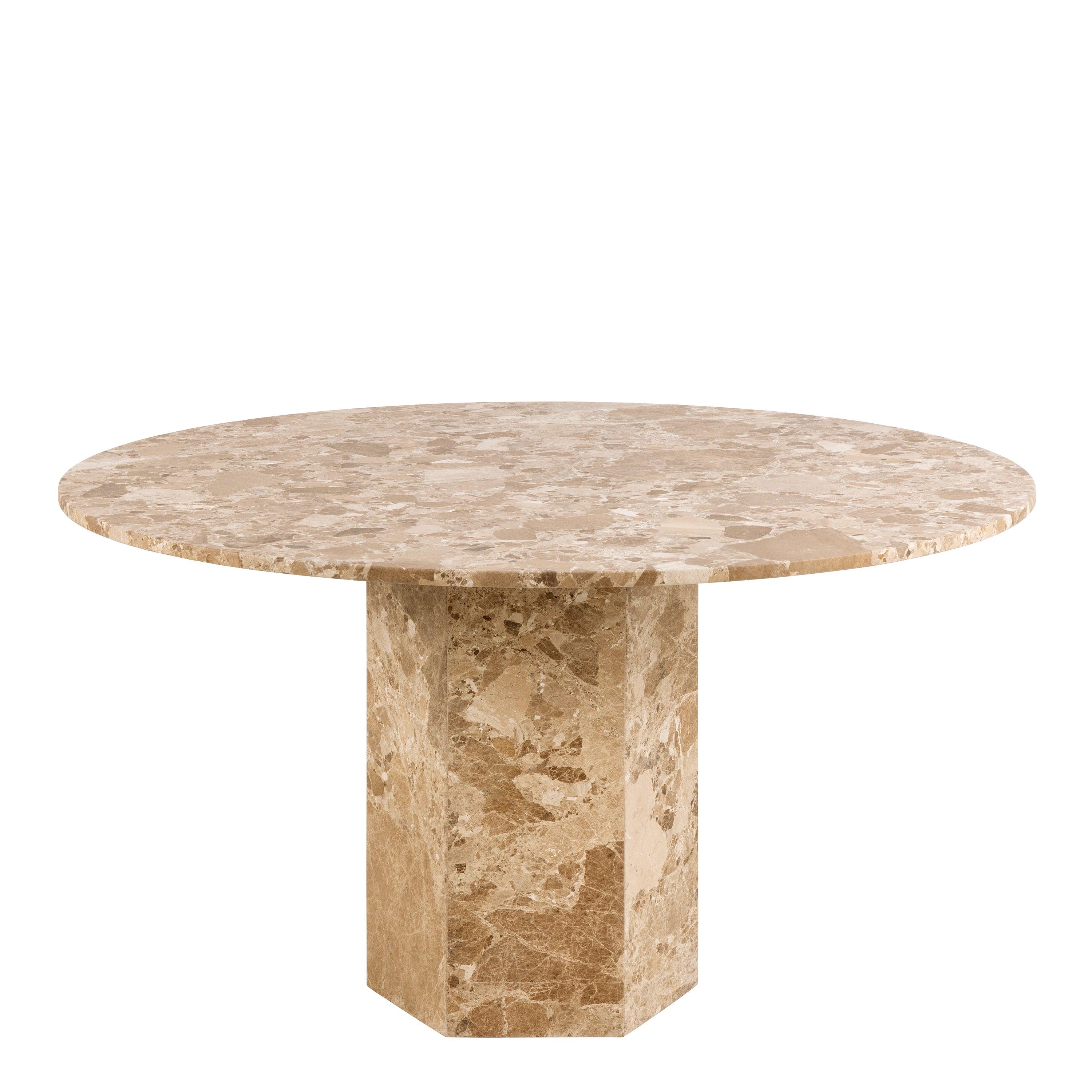 Cavallo Round Dining Table in Brown Marble - YANDZ HOME