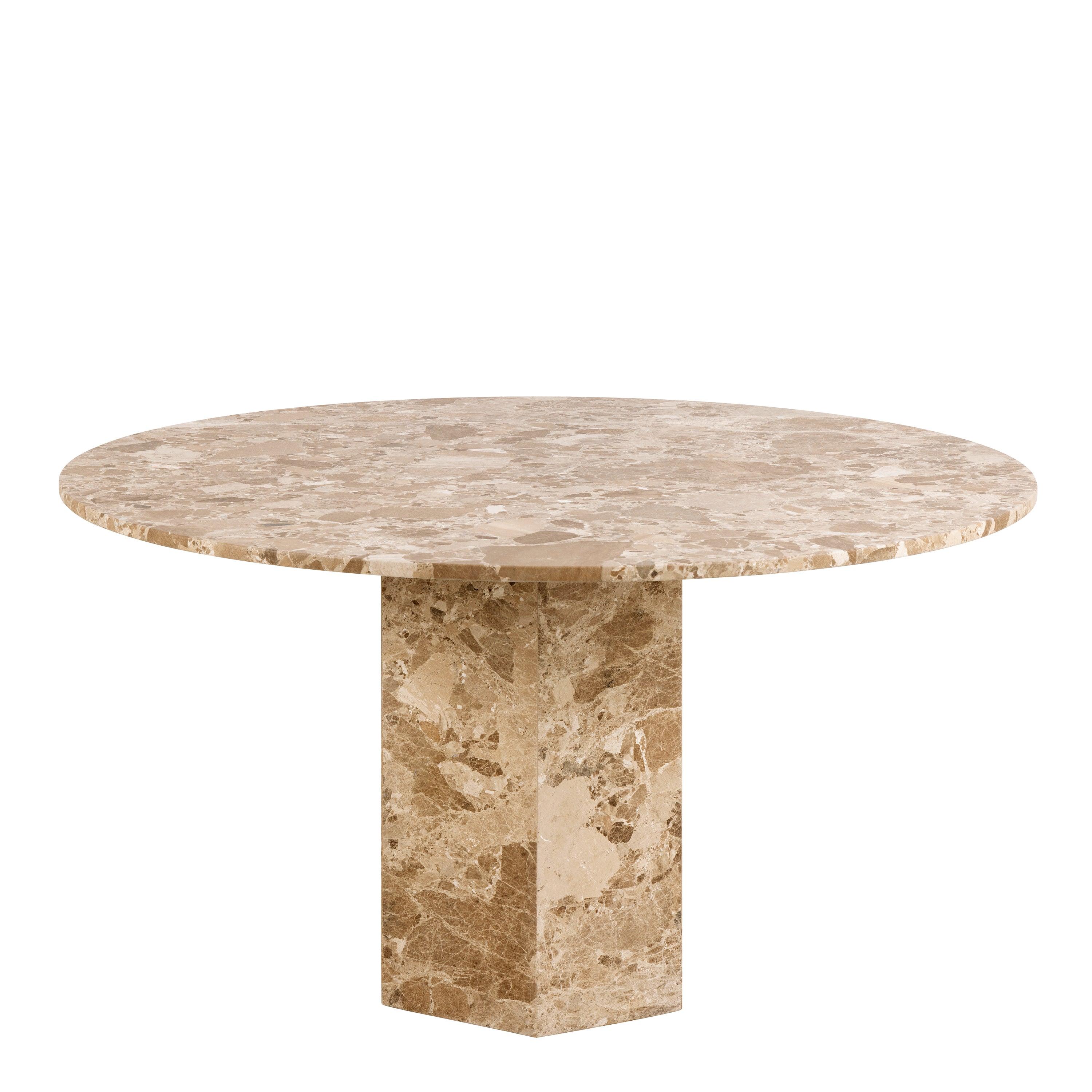 Cavallo Round Dining Table in Brown Marble - YANDZ HOME