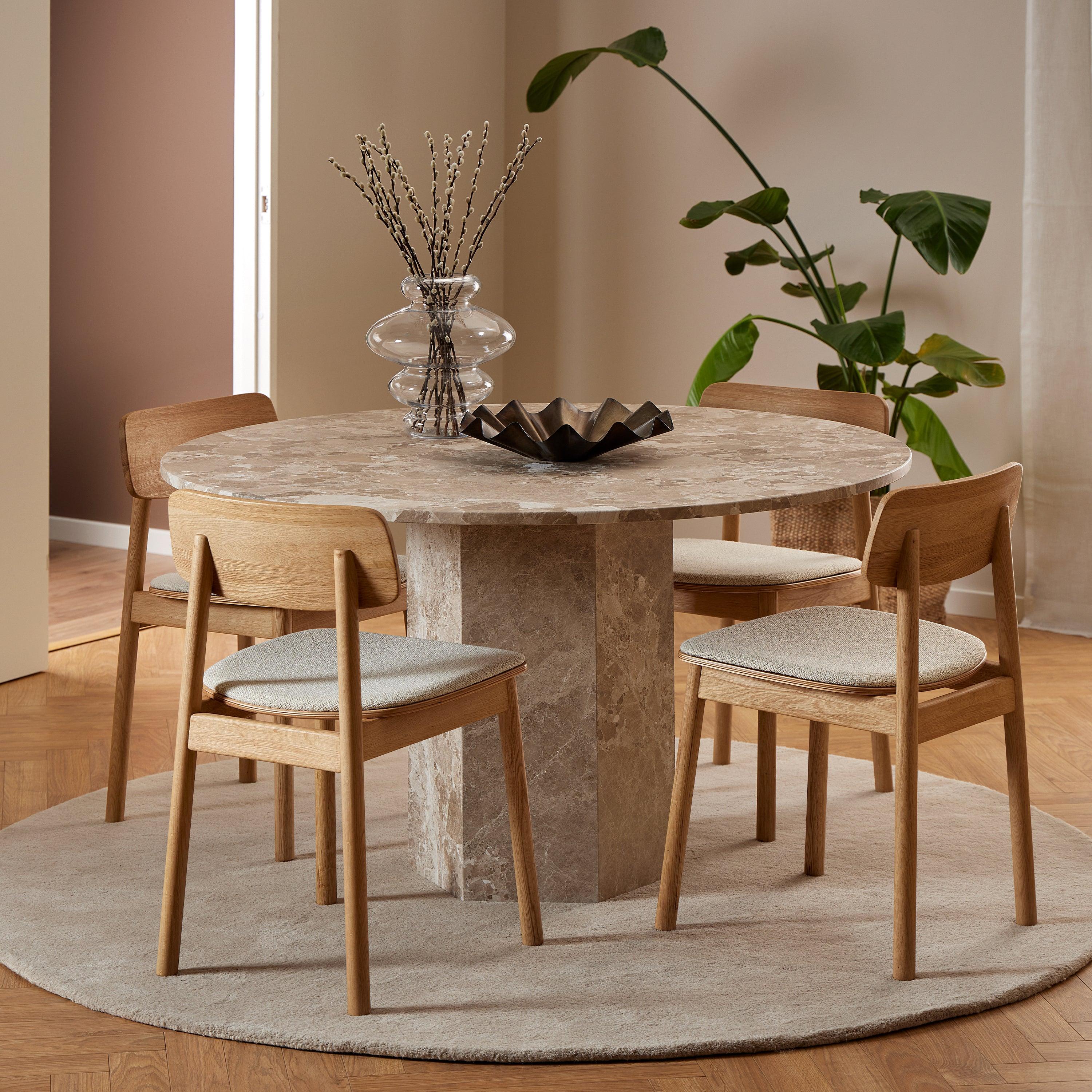 Cavallo Round Dining Table in Brown Marble - YANDZ HOME