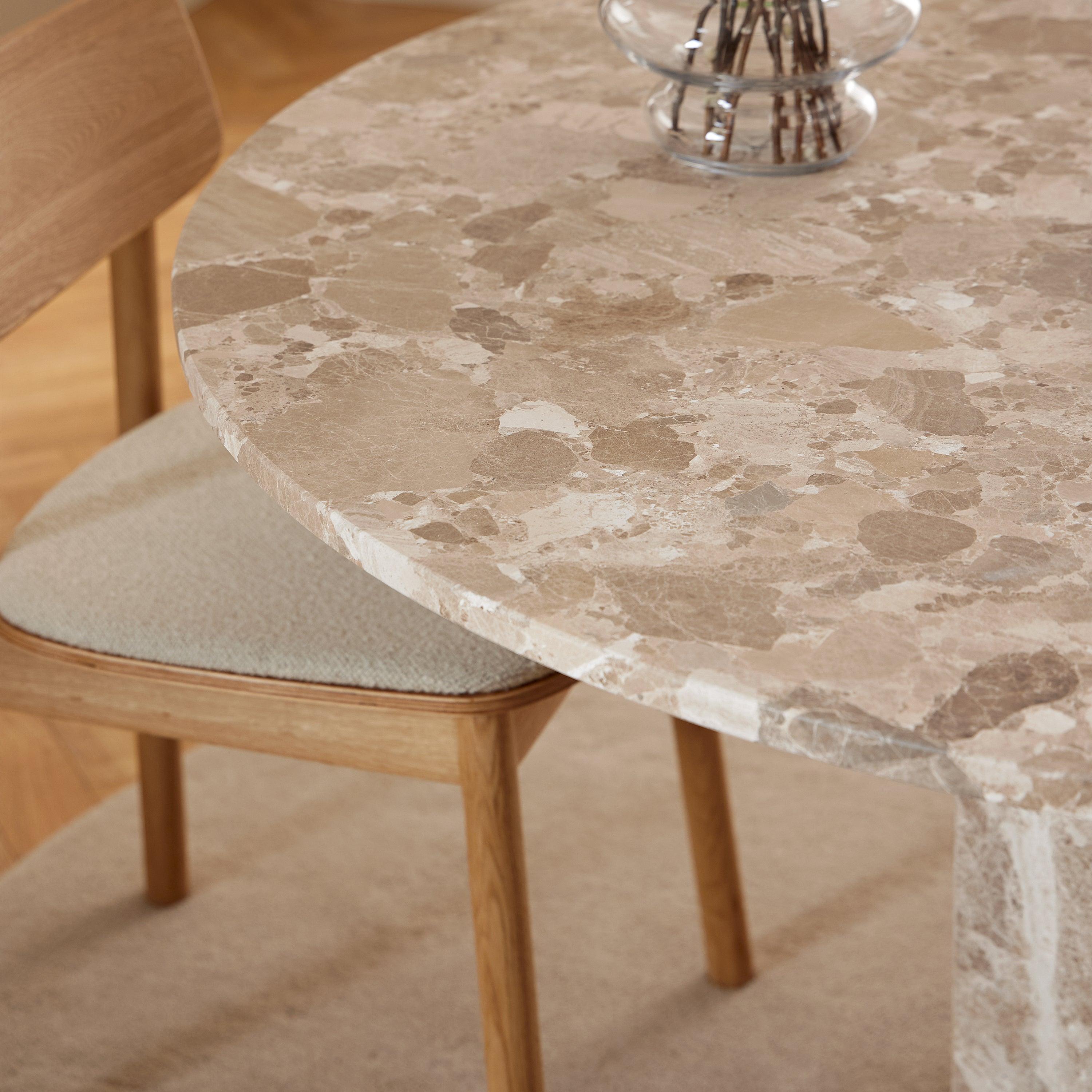 Cavallo Round Dining Table in Brown Marble - YANDZ HOME