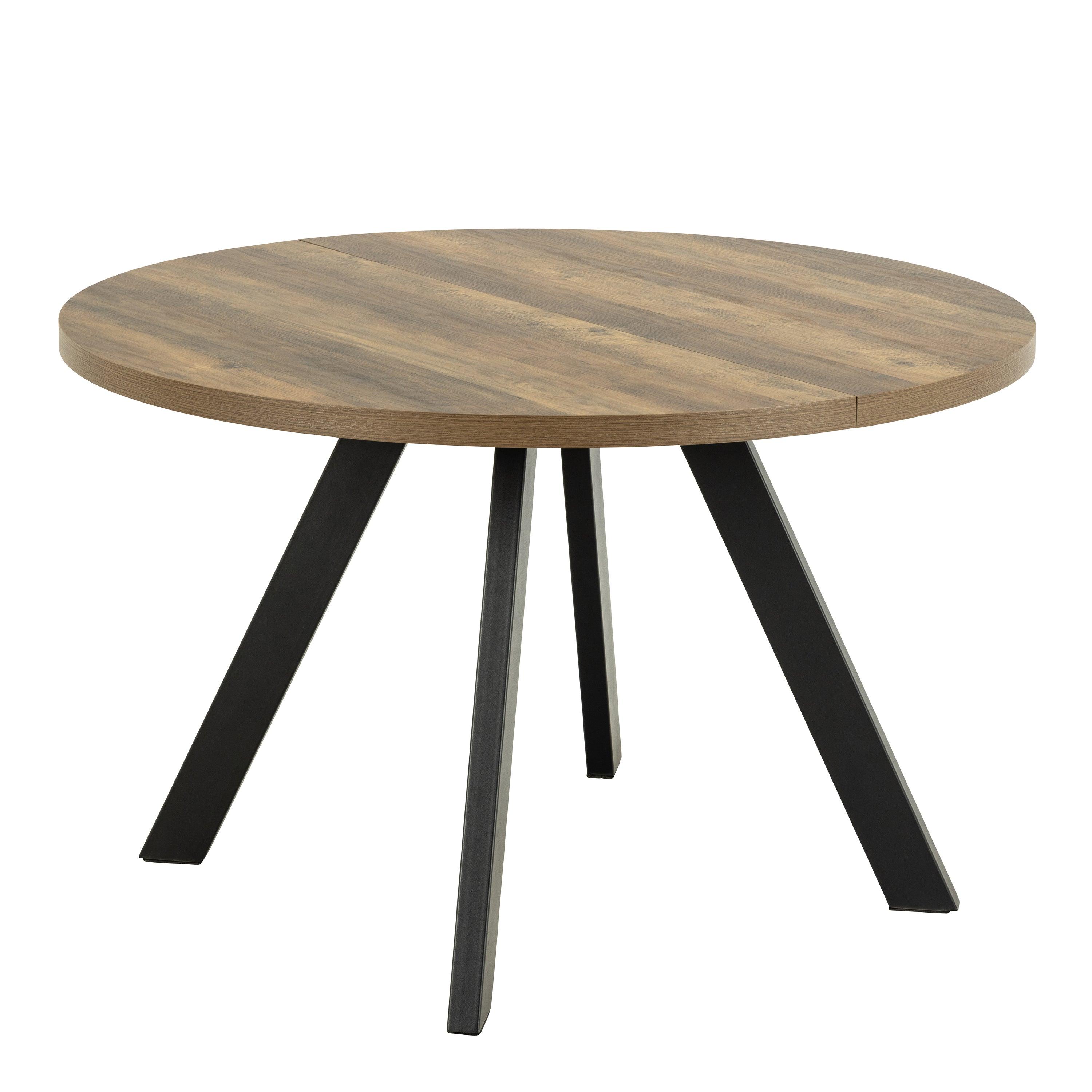 Zalina Round Extendable Dining Table in Rustic Oak - YANDZ HOME