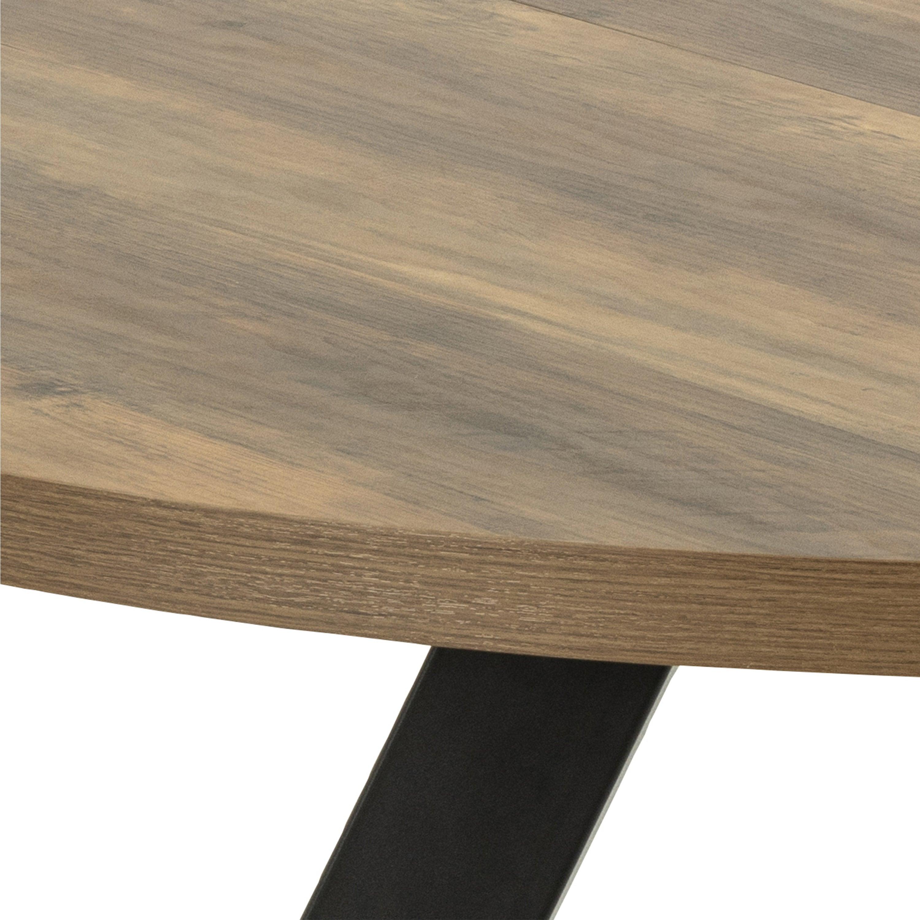 Zalina Round Extendable Dining Table in Rustic Oak - YANDZ HOME