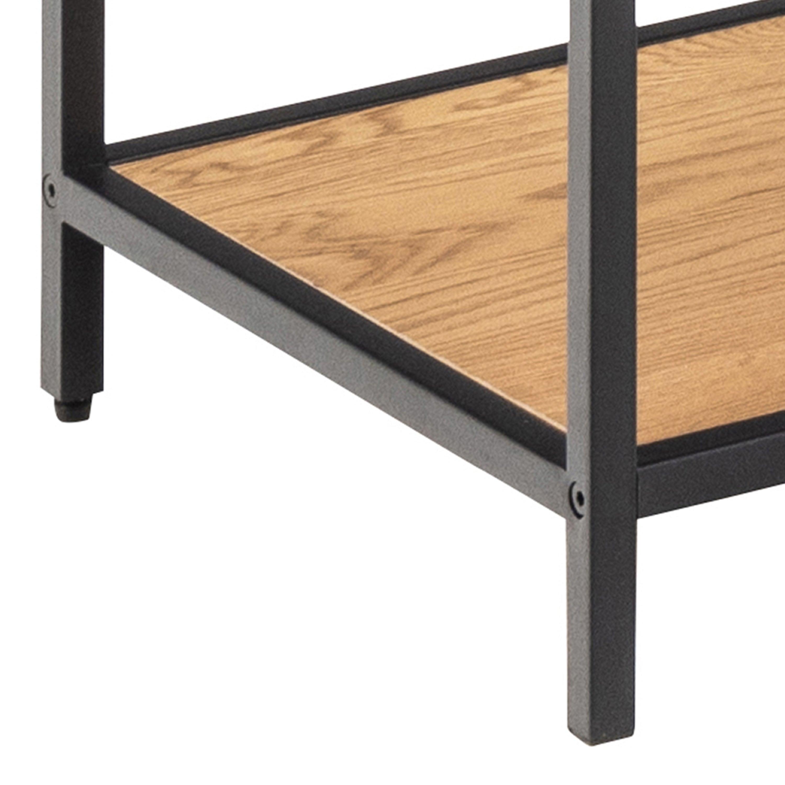 Lena Bookcase with 7 Shelves & Glass Display – Black Metal & Wild Oak - YANDZ HOME