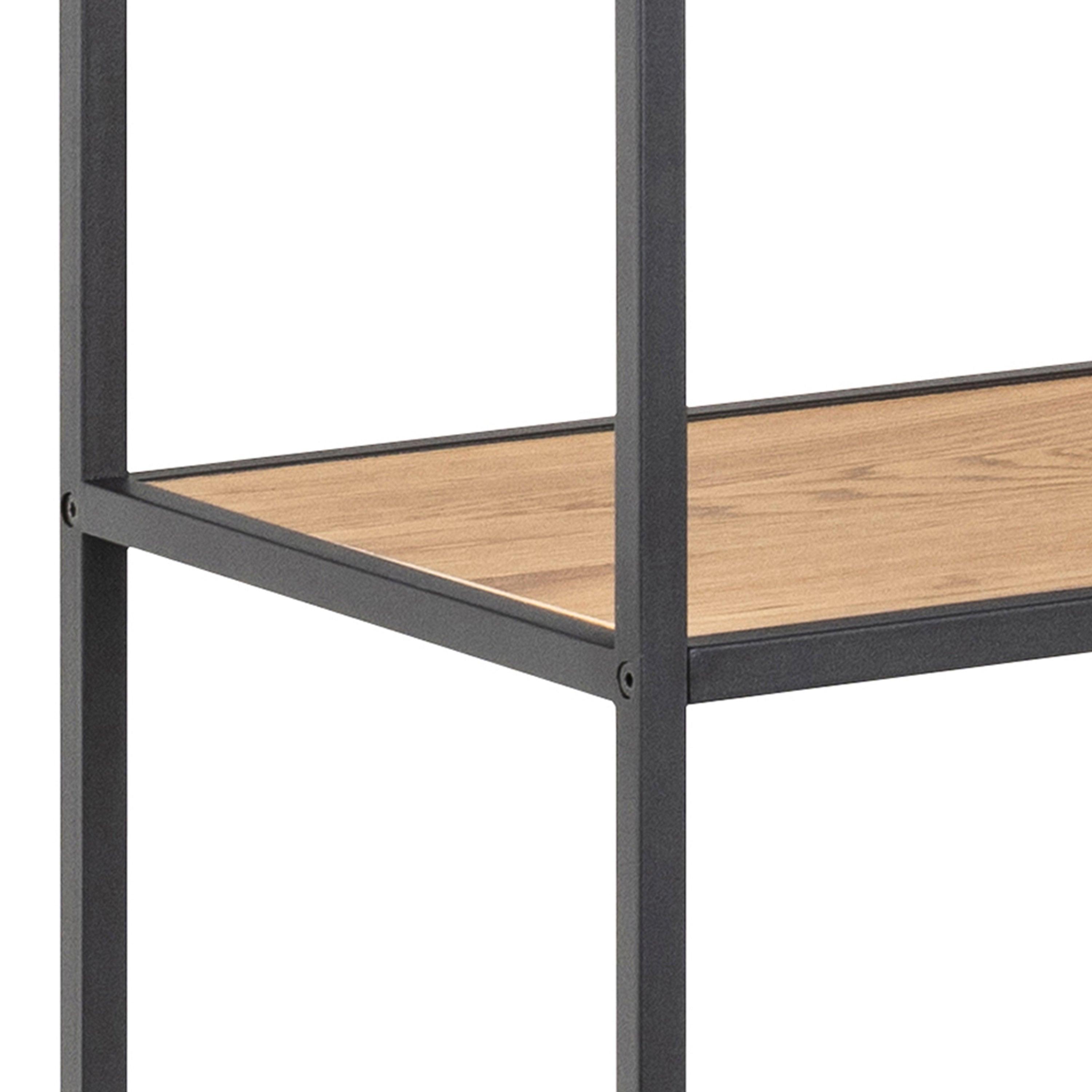 Lena Bookcase with 7 Shelves & Glass Display – Black Metal & Wild Oak - YANDZ HOME