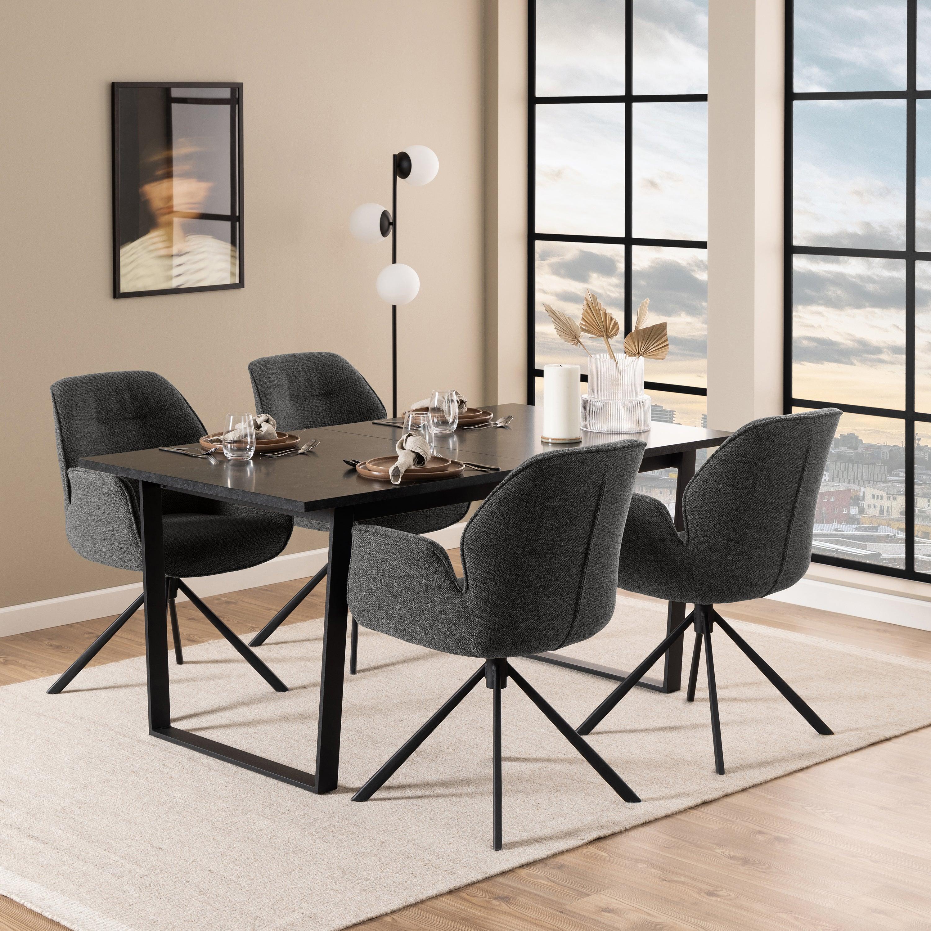 Amara Extendable Dining Table with Black Marble Effect - YANDZ HOME