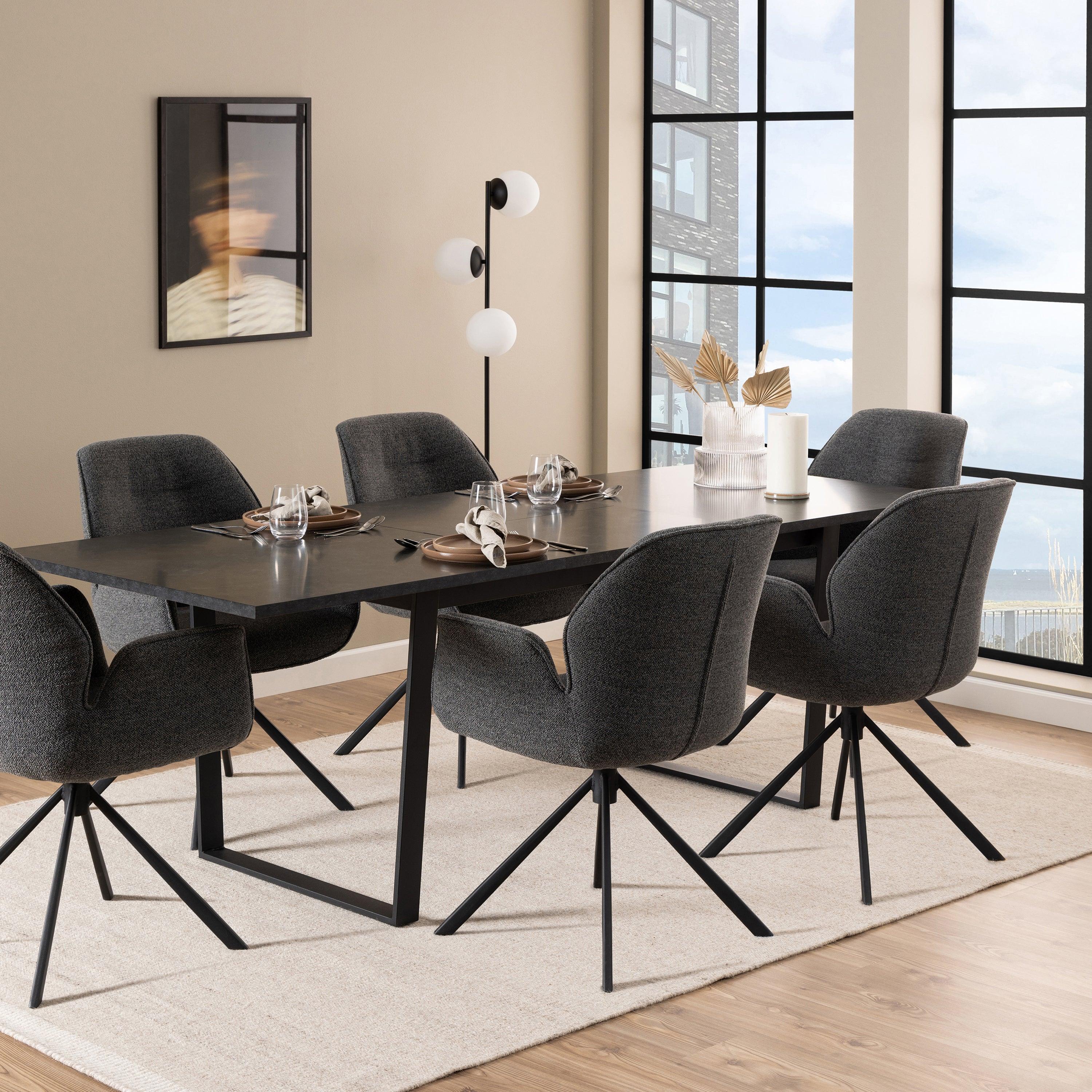 Amara Extendable Dining Table with Black Marble Effect - YANDZ HOME