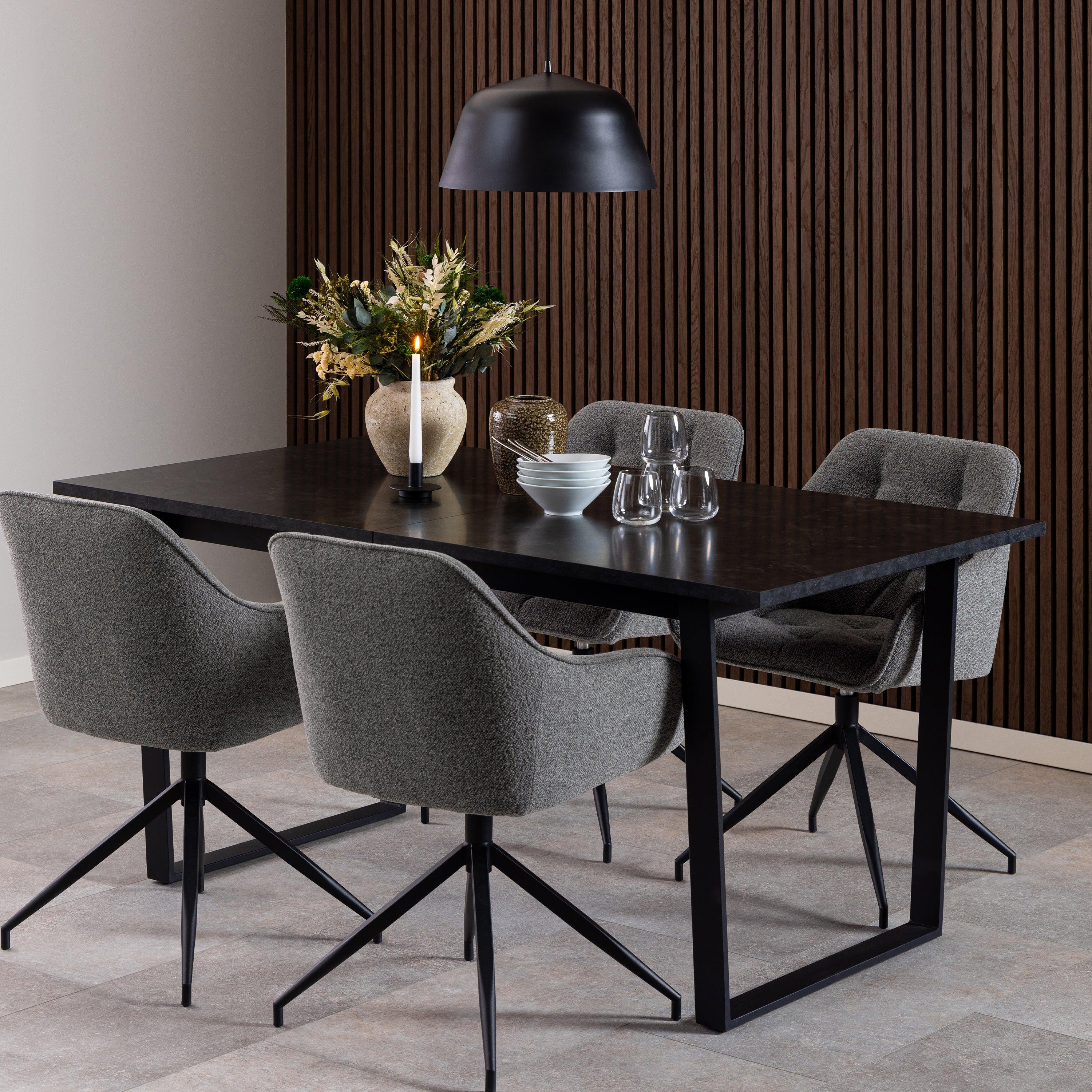 Amara Extendable Dining Table with Black Marble Effect - YANDZ HOME