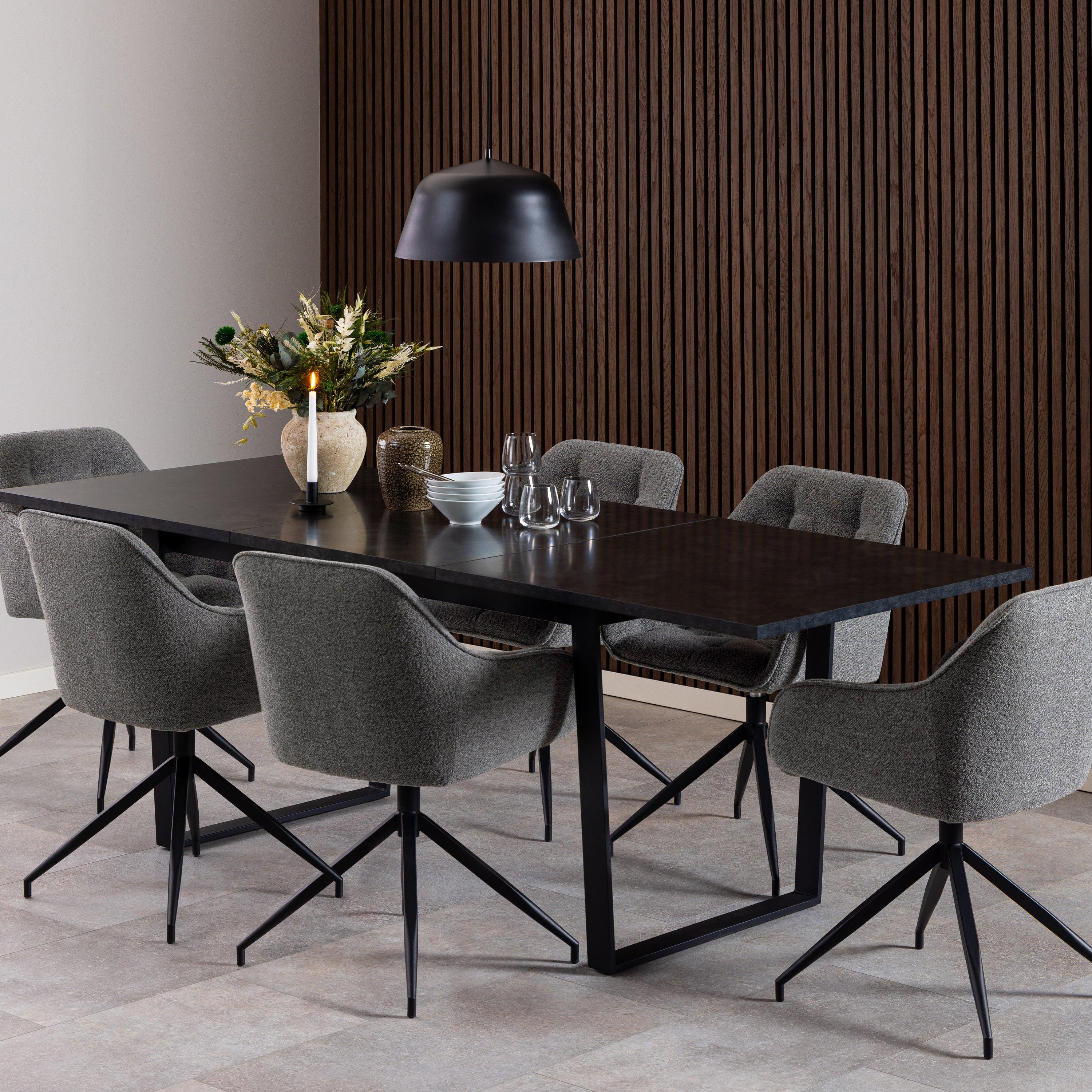 Amara Extendable Dining Table with Black Marble Effect - YANDZ HOME