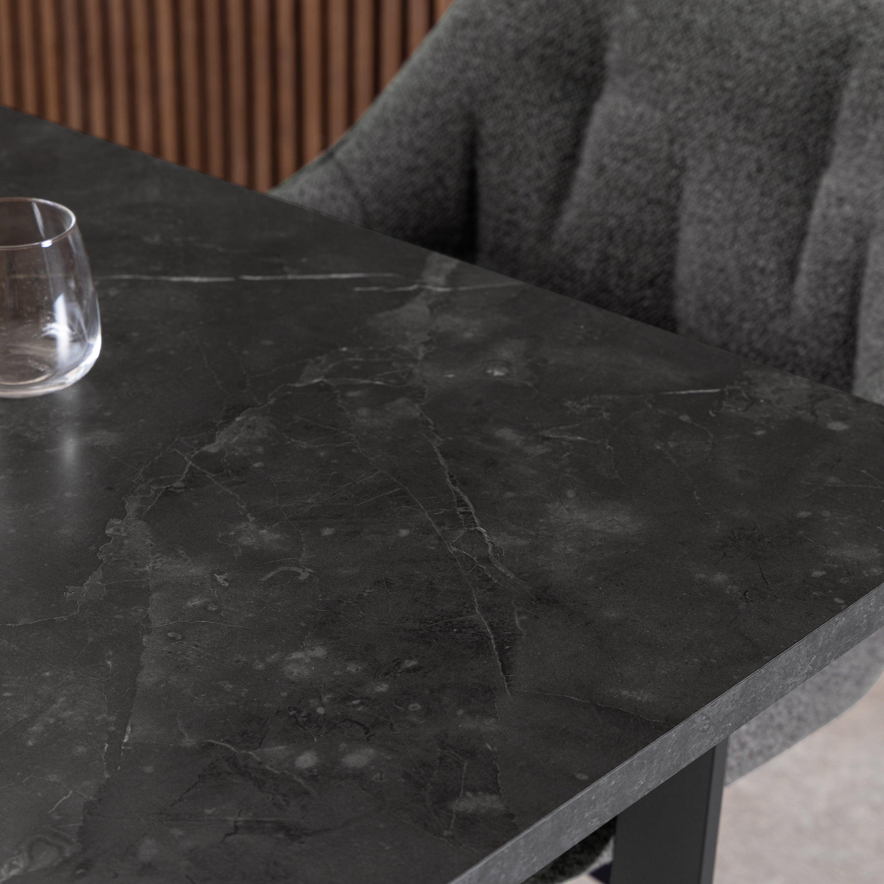 Amara Extendable Dining Table with Black Marble Effect - YANDZ HOME