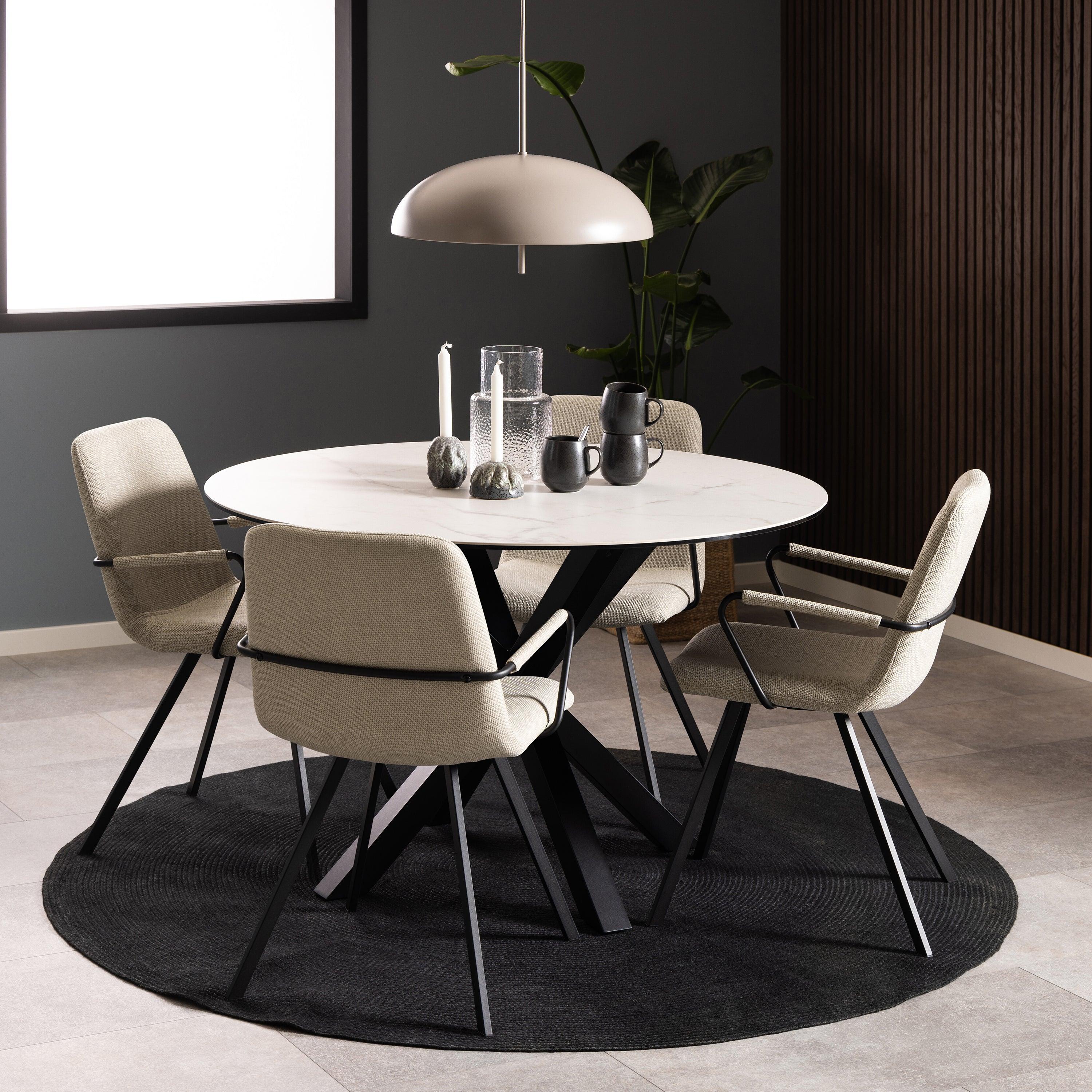 Halo Round Dining Table with Ceramic Top - YANDZ HOME