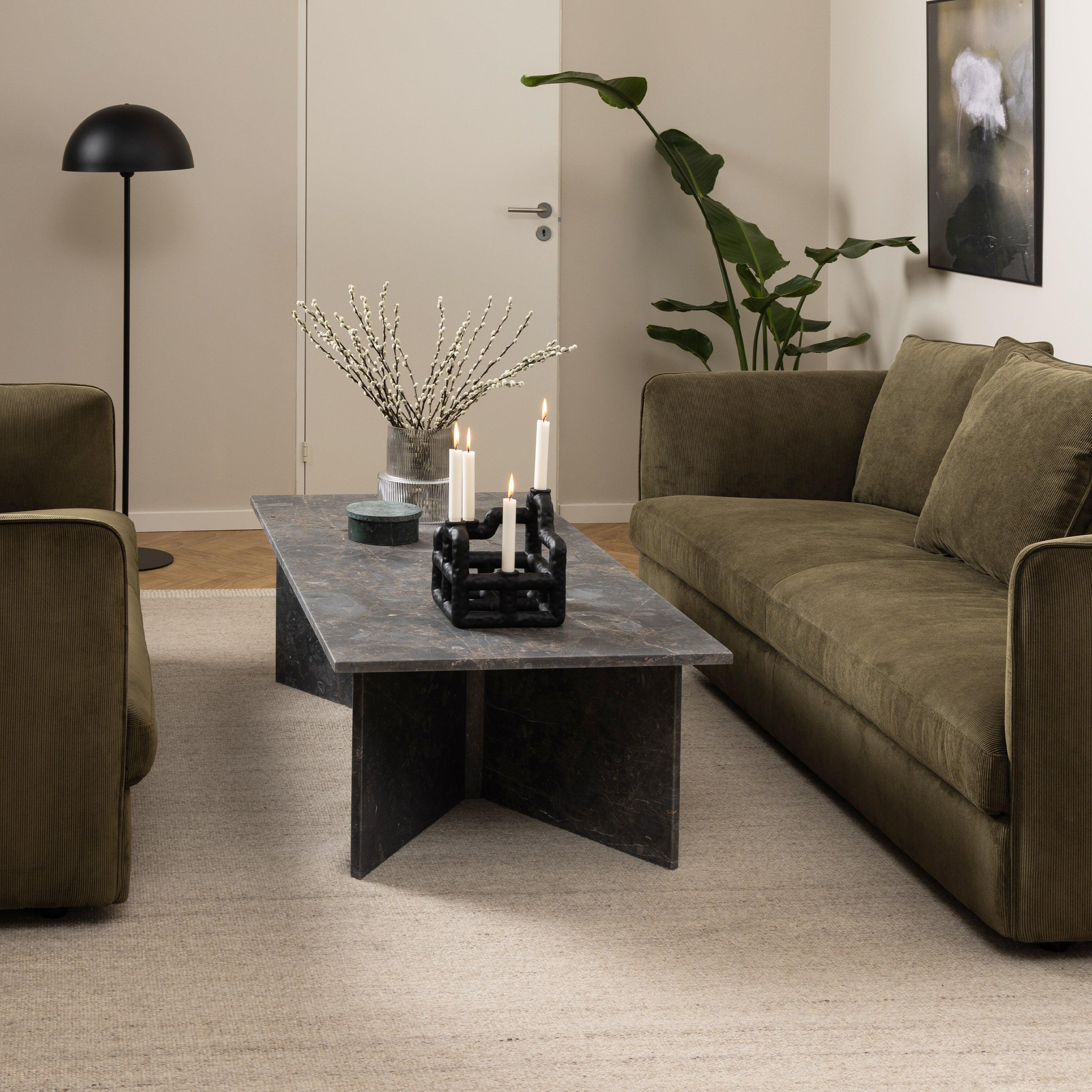 Luna Rectangular Coffee Table With Marble Top (140x70 cm) - YANDZ HOME