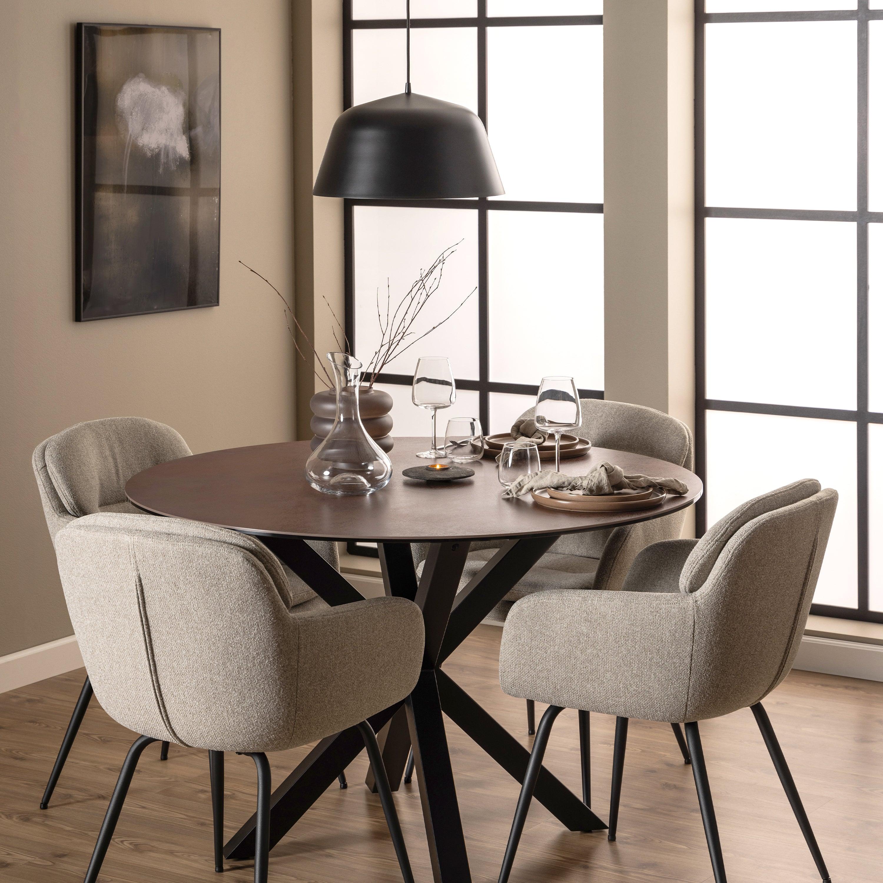 Halo Round Dining Table with Ceramic Top - YANDZ HOME