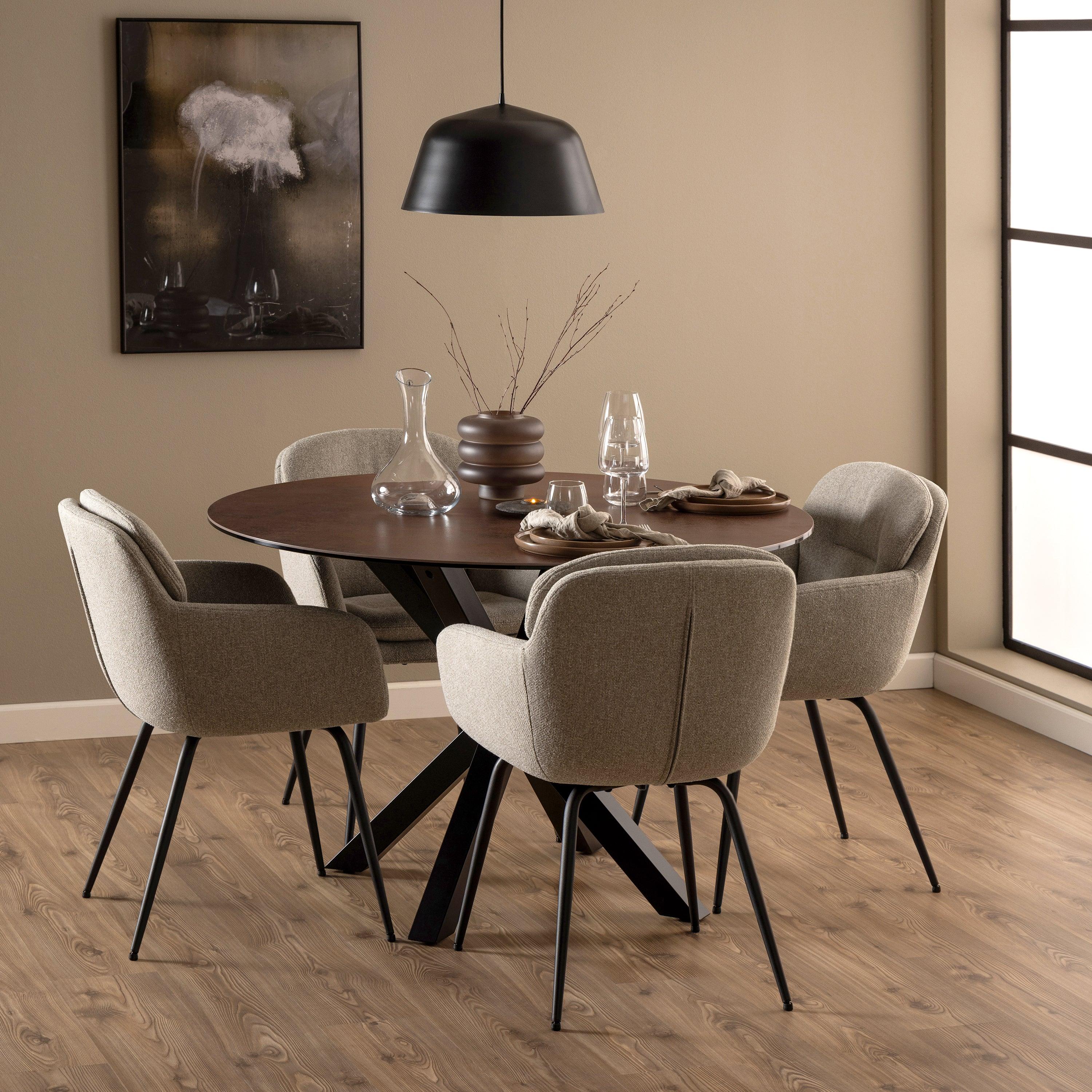 Halo Round Dining Table with Ceramic Top - YANDZ HOME
