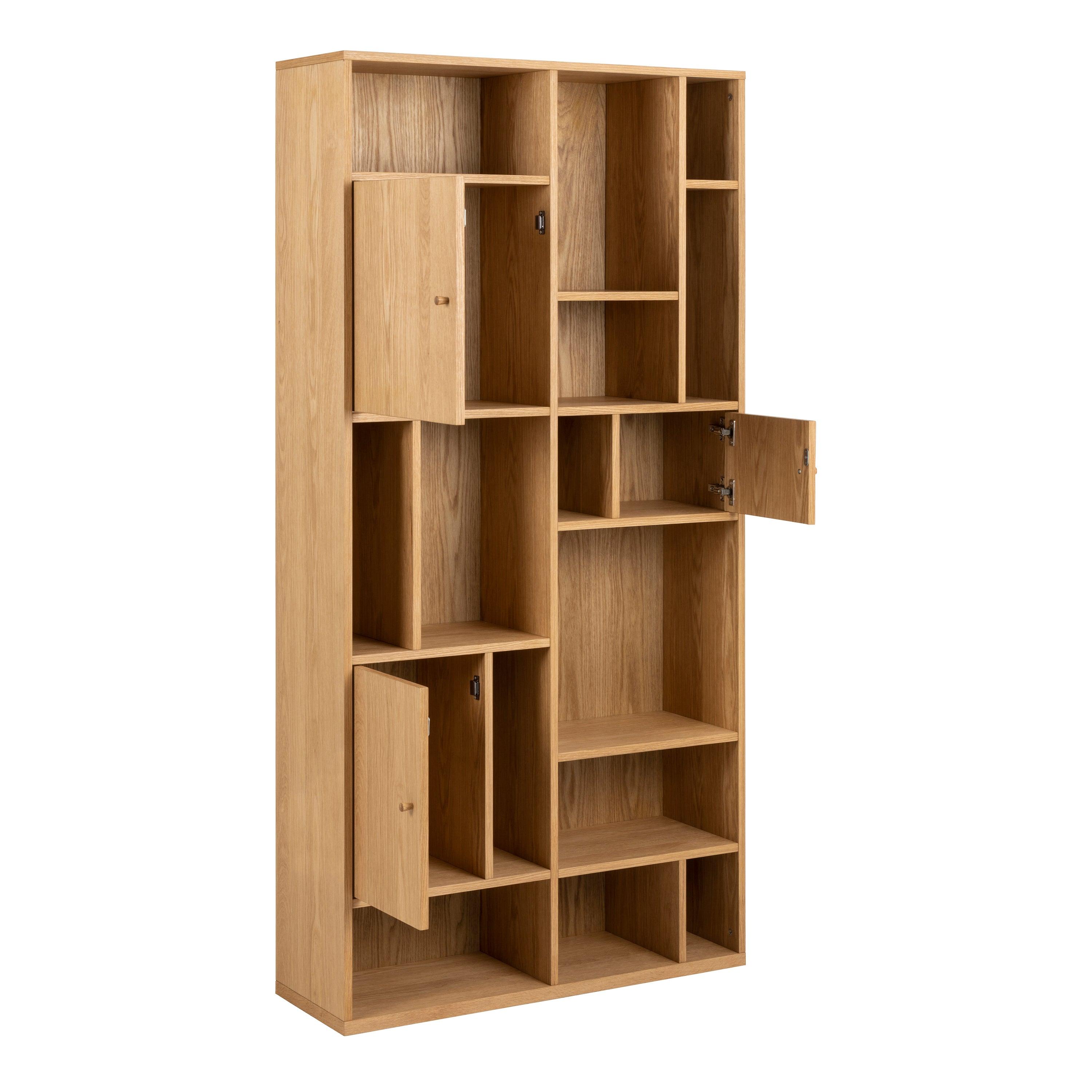 Amara 3-Door Large Bookcase in Oak - YANDZ HOME
