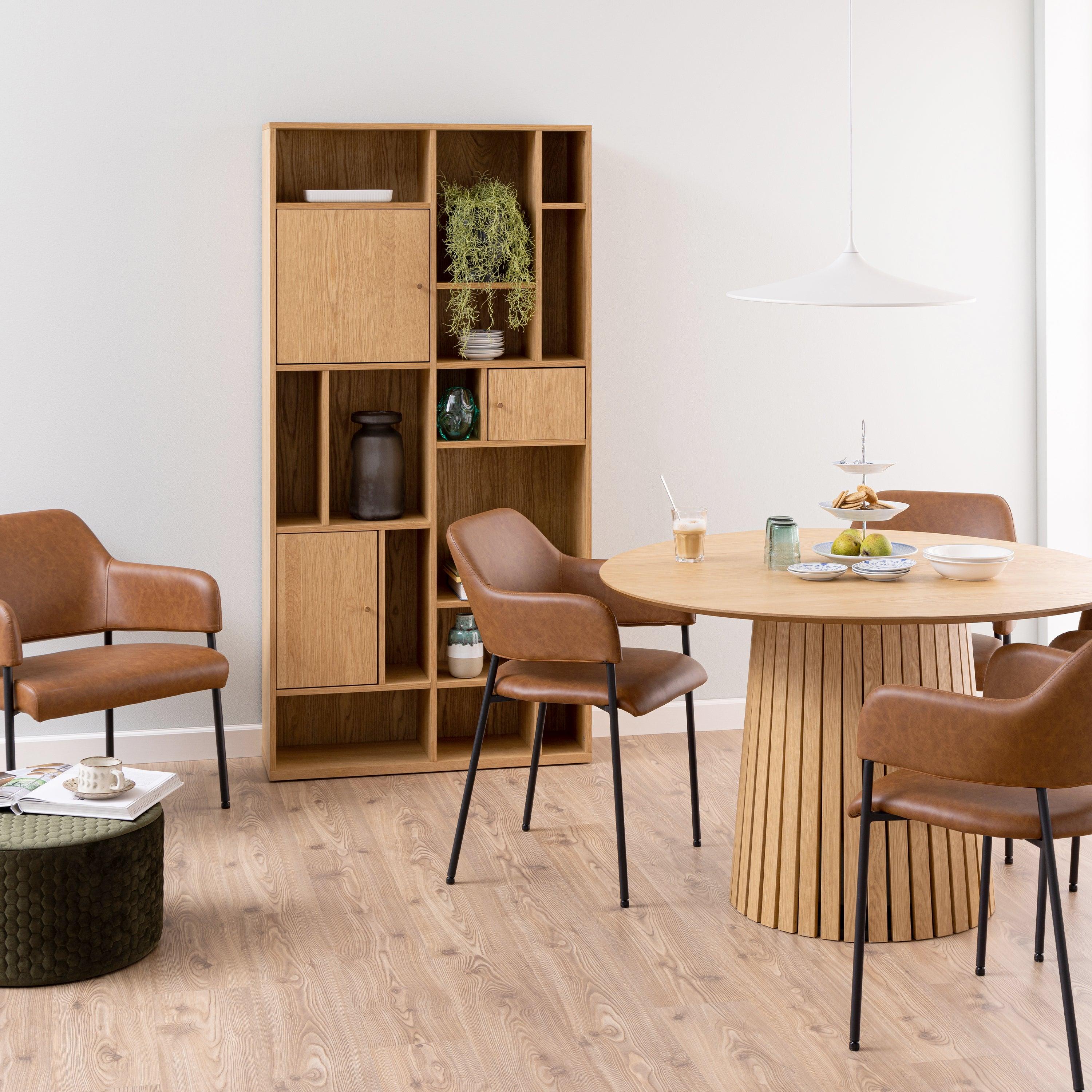 Amara 3-Door Large Bookcase in Oak - YANDZ HOME