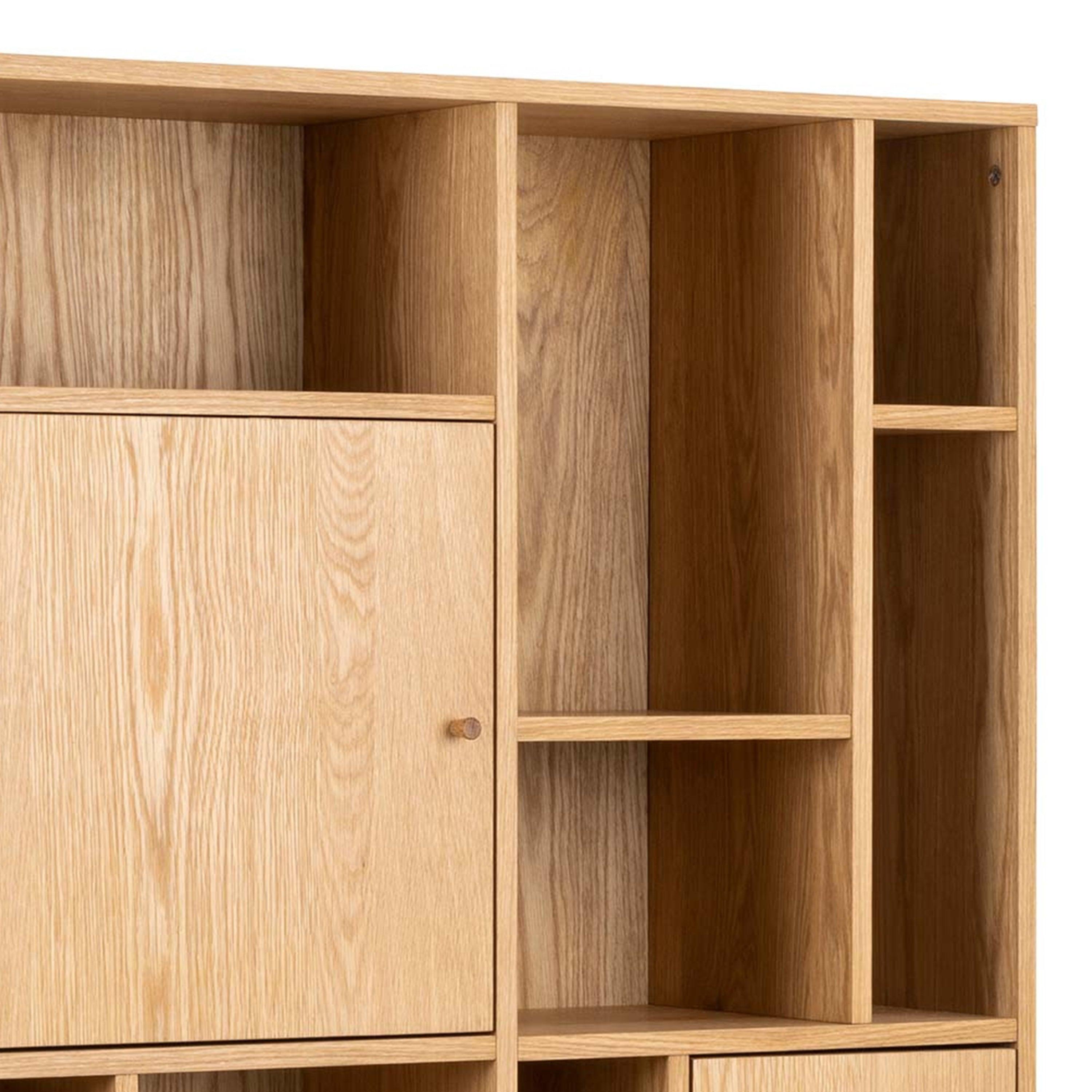 Amara 3-Door Large Bookcase in Oak - YANDZ HOME