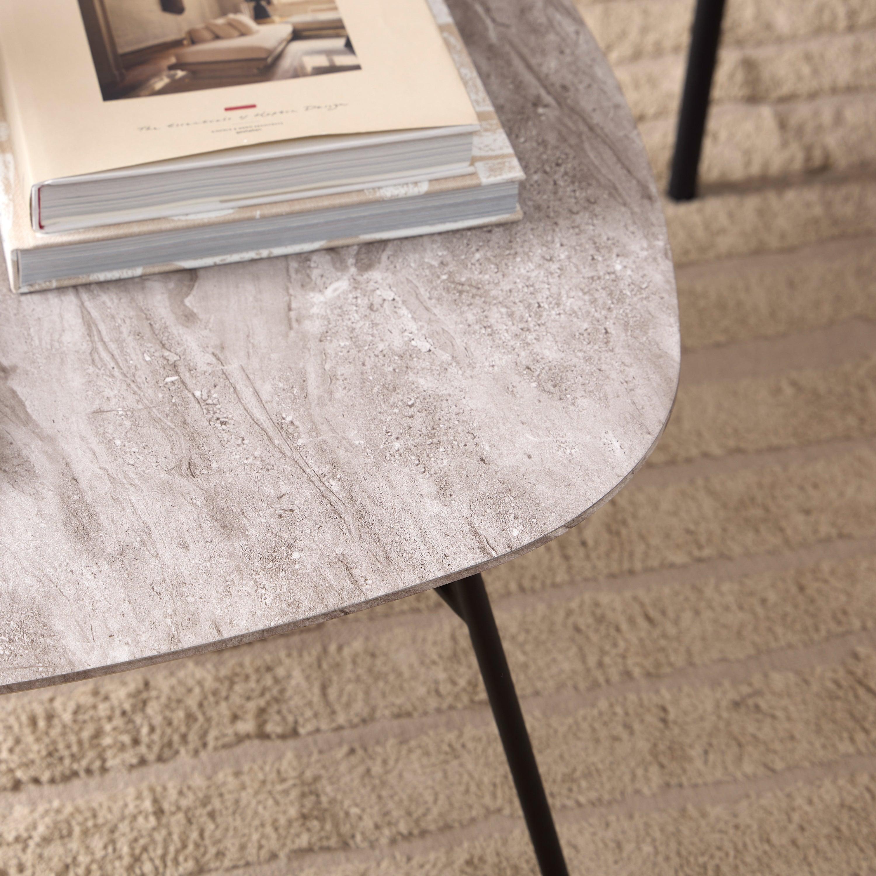 Athena Coffee Table – Grey Marble Effect & Steel - YANDZ HOME