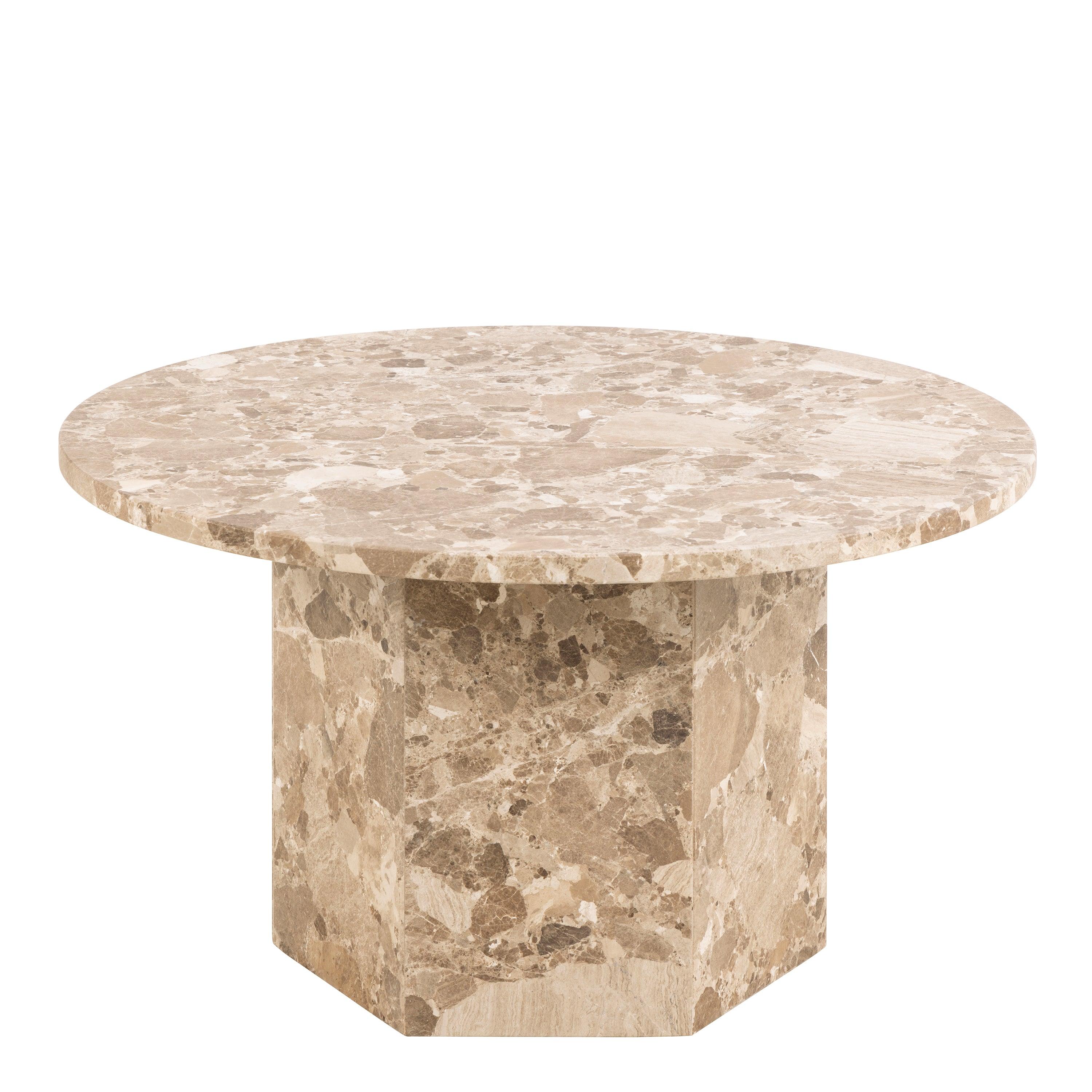 Azura Round Coffee Table – Brown Marble 80cm - YANDZ HOME