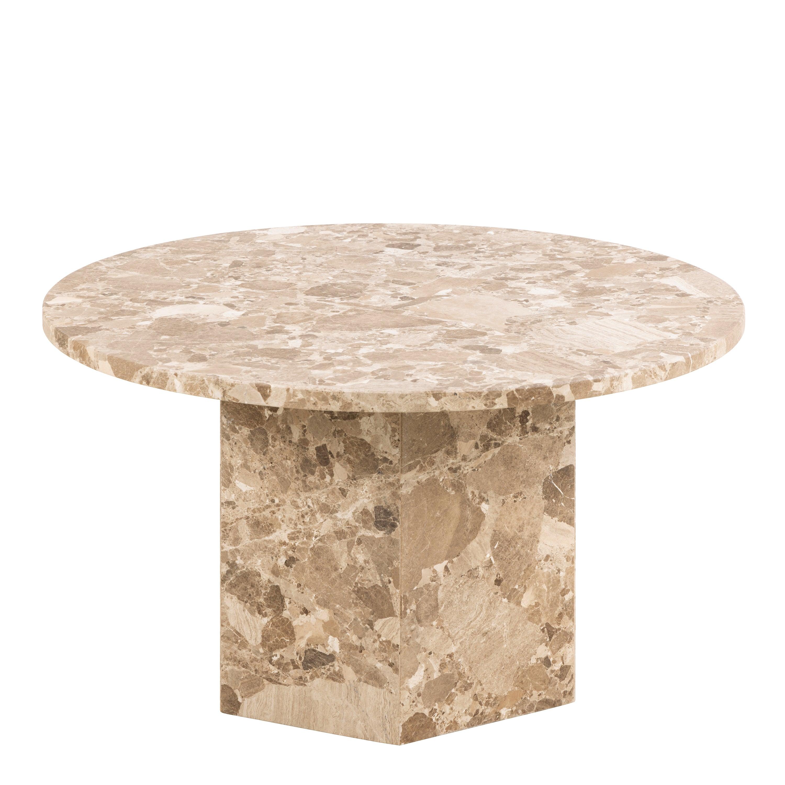 Azura Round Coffee Table – Brown Marble 80cm - YANDZ HOME