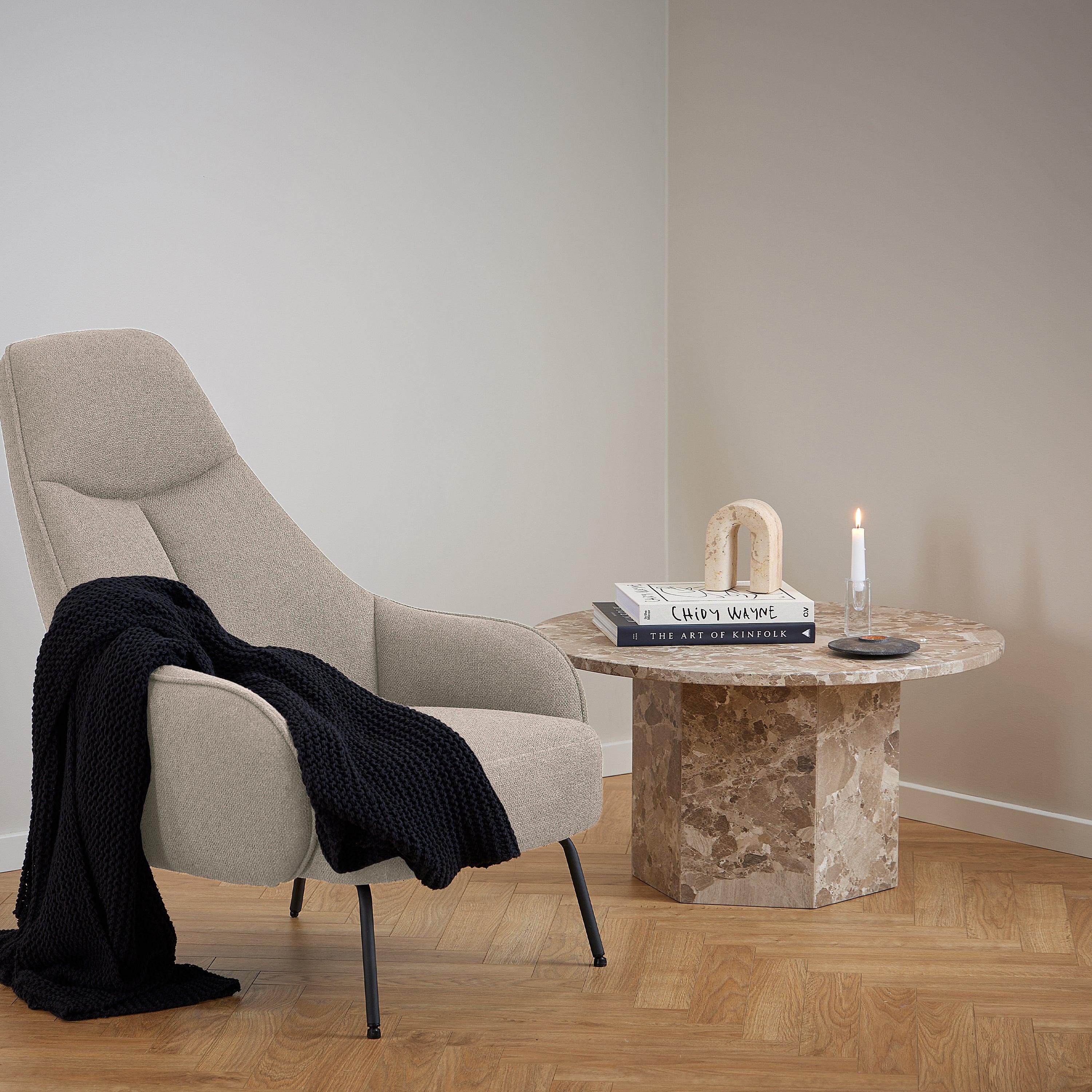 Azura Round Coffee Table – Brown Marble 80cm - YANDZ HOME