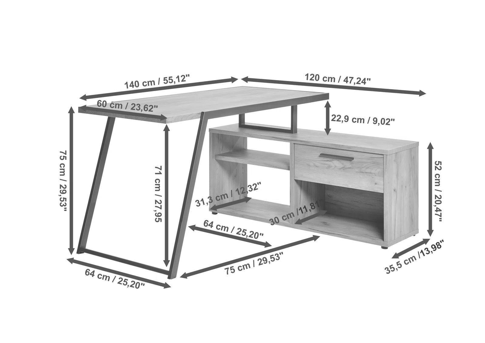 Erenda L-shaped desk - YANDZ HOME